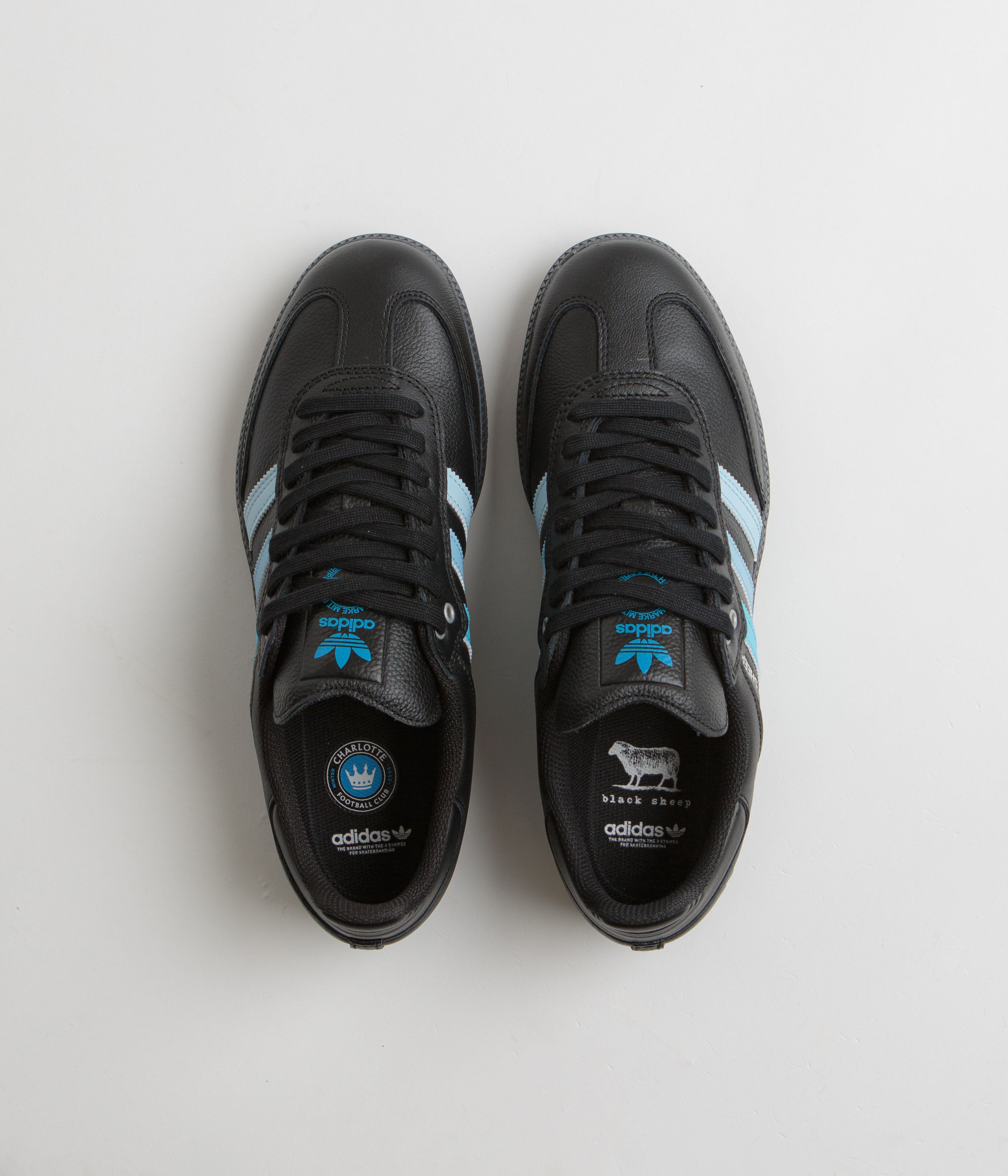 Adidas x Black Sheep x Charlotte FC Samba ADV Shoes - Core Black/FTWR White/Ice Blue - Men's Sneakers for Casual Wear, Street Style & Soccer Fans