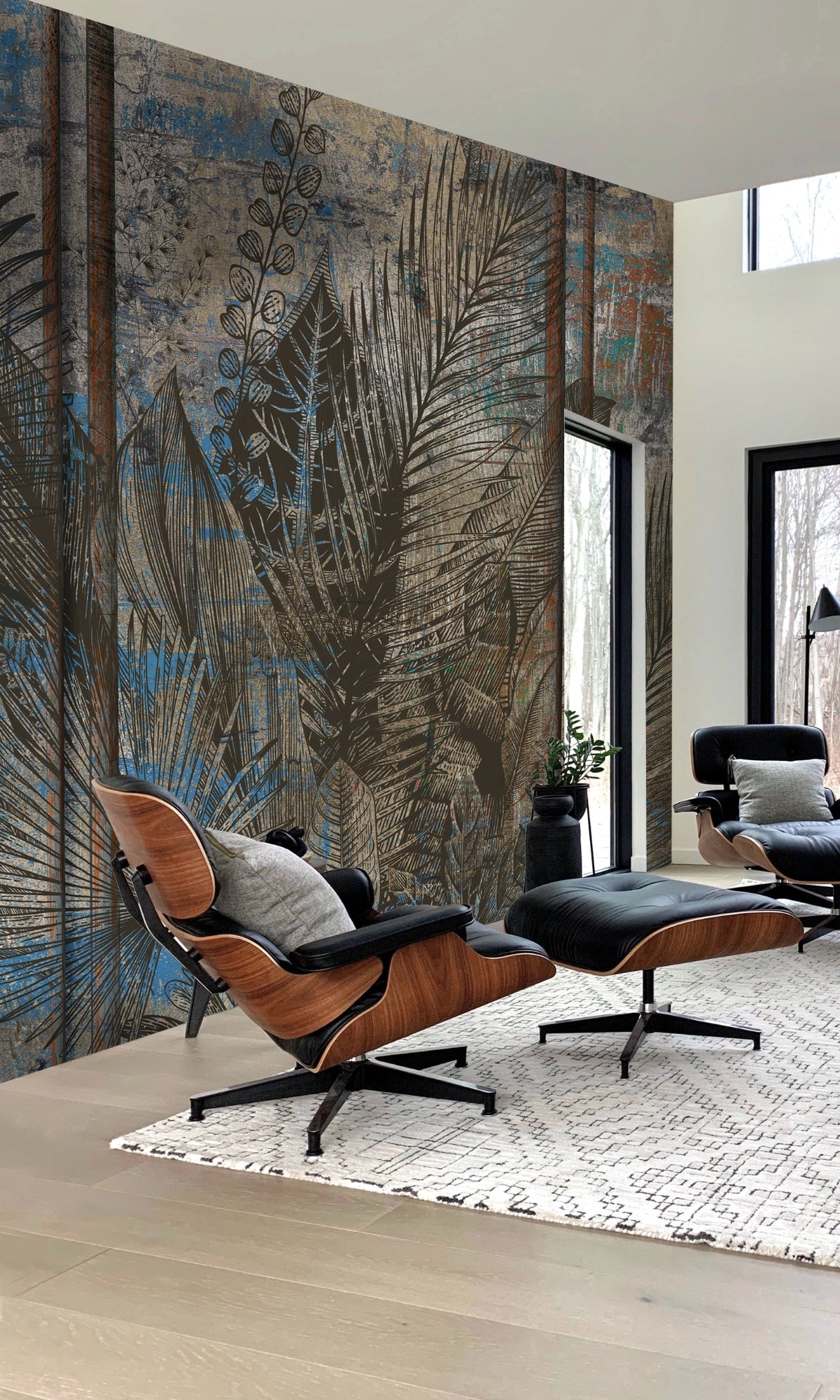 Exotic Metal Leaf Mural Wallpaper M1428 Sample - Perfect for Living Room, Bedroom & Office Decor