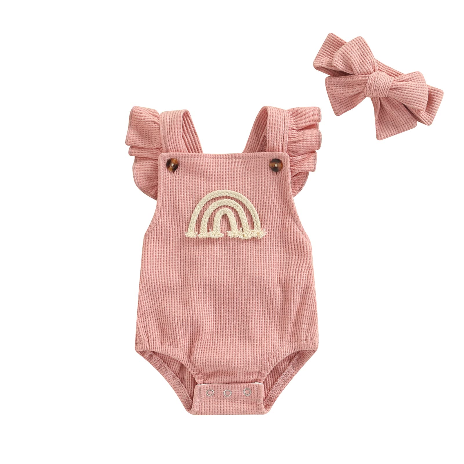 FIOMVA Infant Baby Boy Girl Rainbow Romper - Sleeveless Halter Jumpsuit & Backless Bodysuit for Summer Outfits | Perfect for Beach, Pool & Outdoor Play