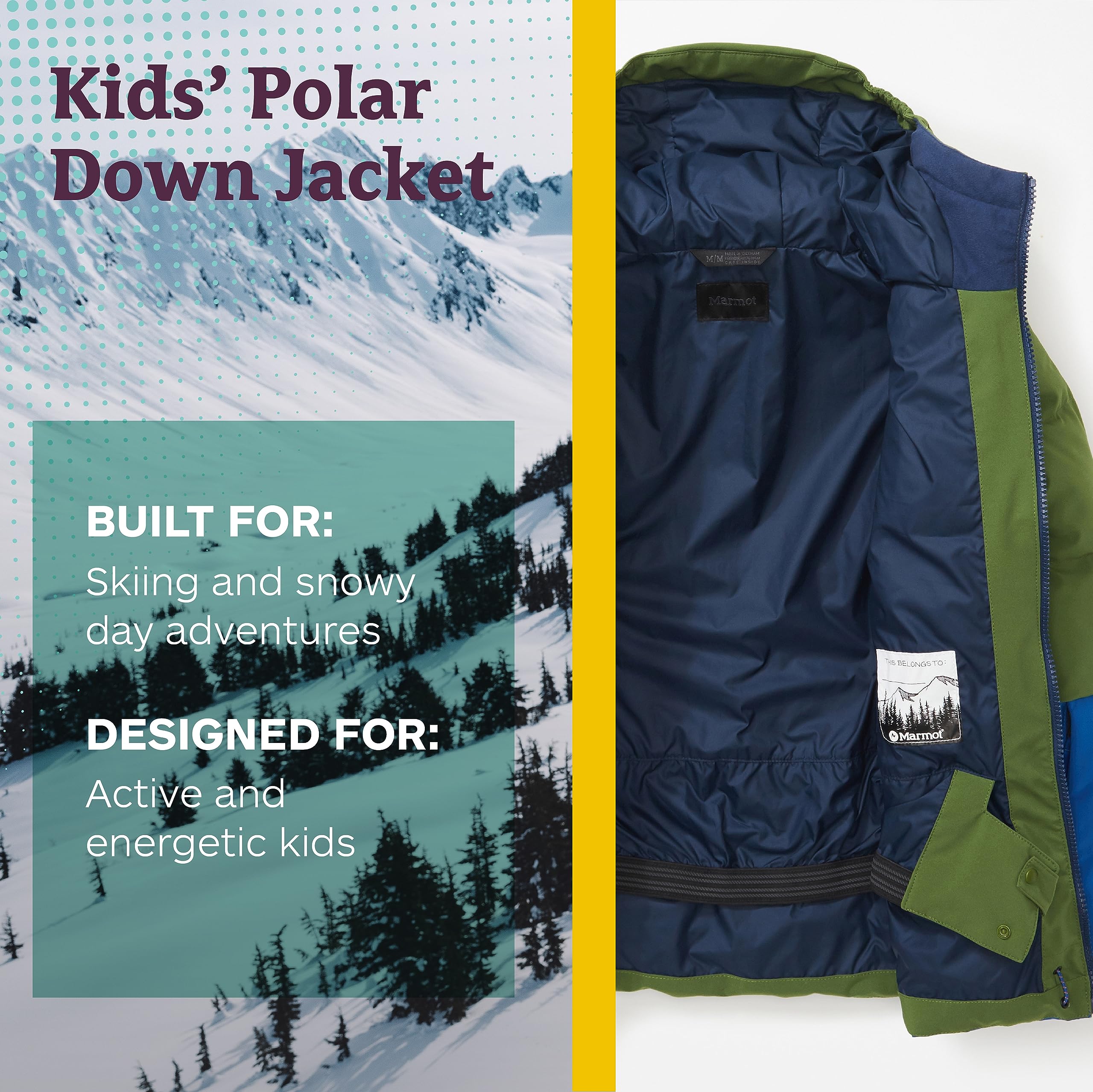 MARMOT Kids' Polar Down Jacket - Warm Winter Coat for Boys & Girls - Outdoor Snow Play, Skiing & Cold Weather Activities