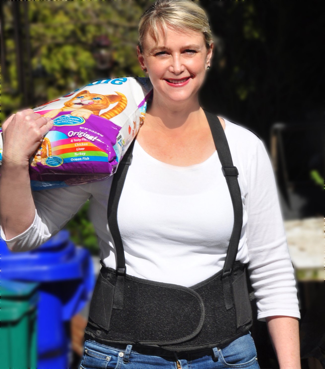 Adjustable Back Brace Lumbar Support with Breathable Spandex Panel & Removable Straps - Ideal for Back Pain Relief, Posture Correction & Heavy Lifting - Perfect for Office Workers, Construction & Warehouse Labor