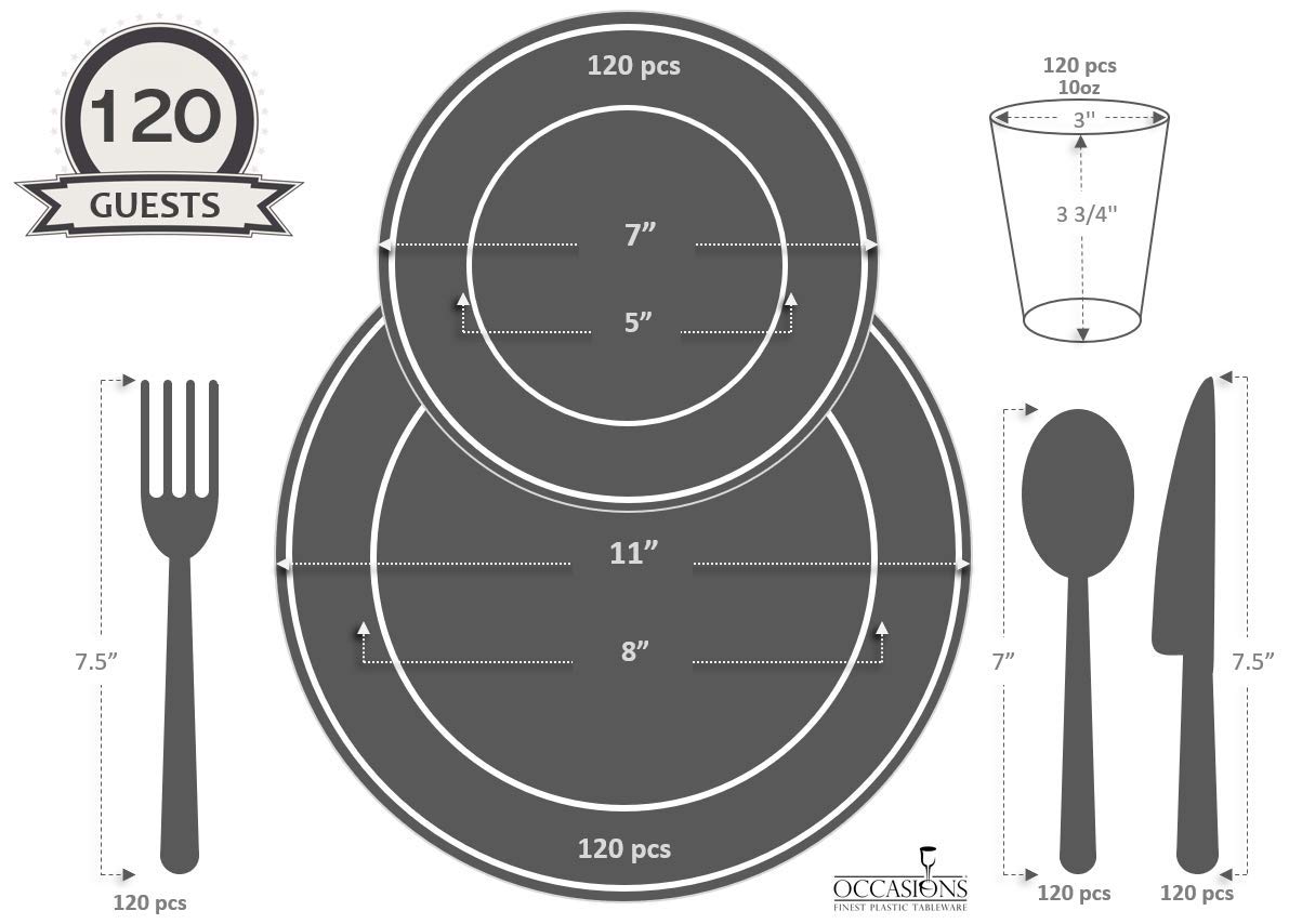 Premium 840-Piece Heavyweight Disposable Wedding Plate Set - 120 x 11