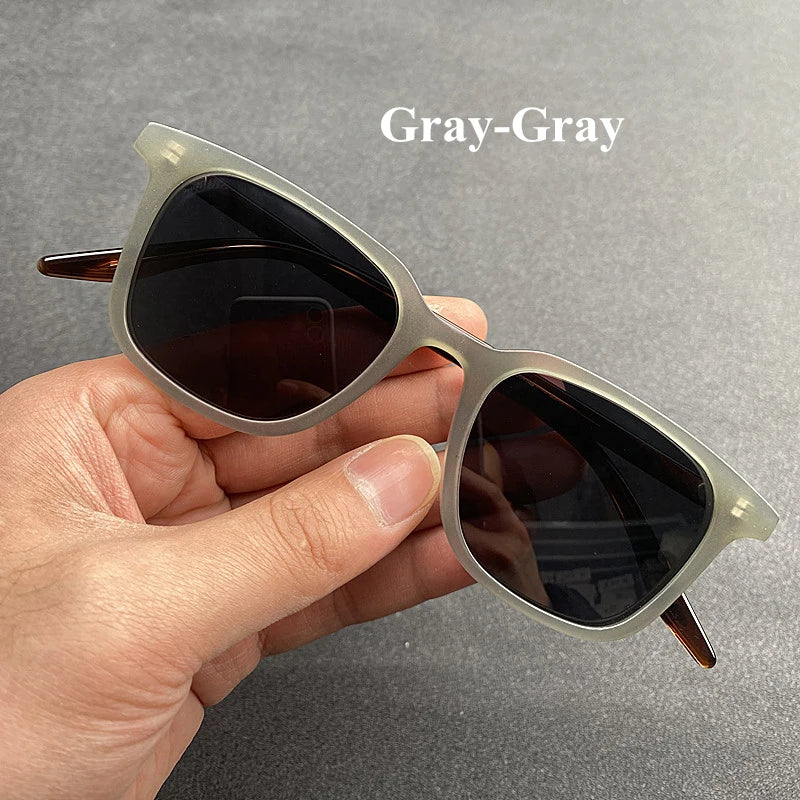 Black Polarized Square Acetate Sunglasses for Men - Full Rim Classic Frame 9020 | UV Protection, Driving, Outdoor Activities & Fashion Accessory