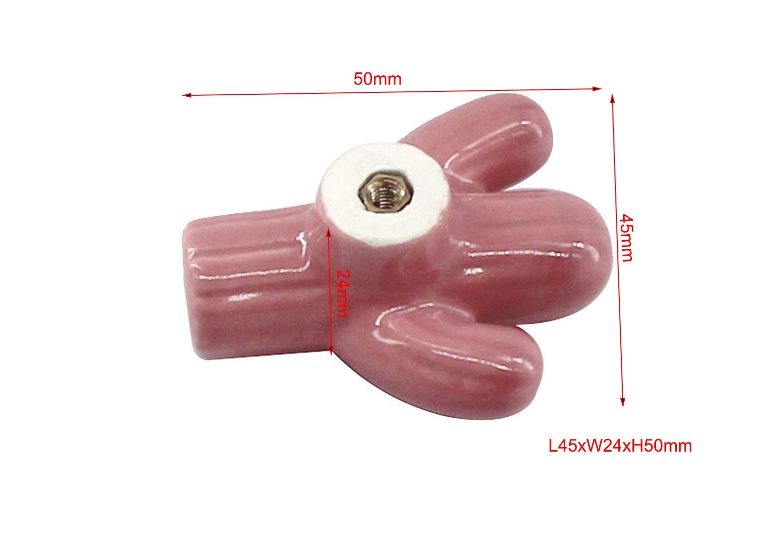 8 Pack Pink Cactus Ceramic Drawer Knobs with Zinc Alloy Base - Unique Cabinet Pulls & Dresser Handles for Kitchen, Bathroom & Wardrobe Organization