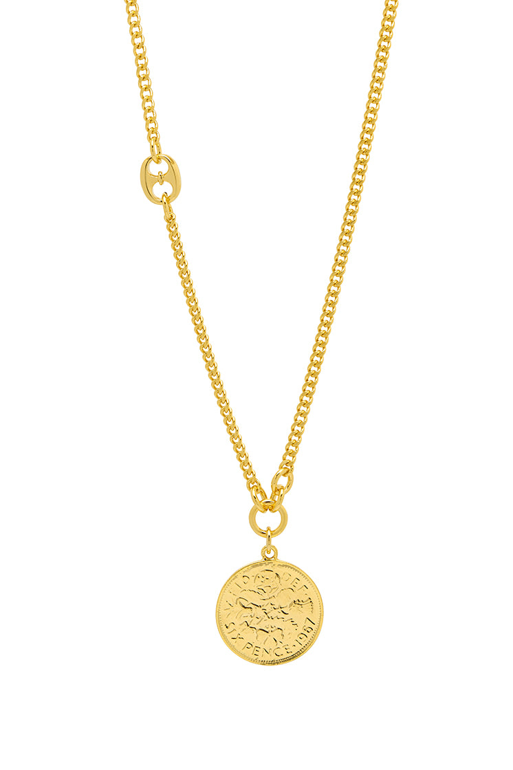Men's Coin Necklace - Vintage Silver & Gold Pendant Necklaces for Men - Perfect for Casual Wear, Gifts & Special Occasions