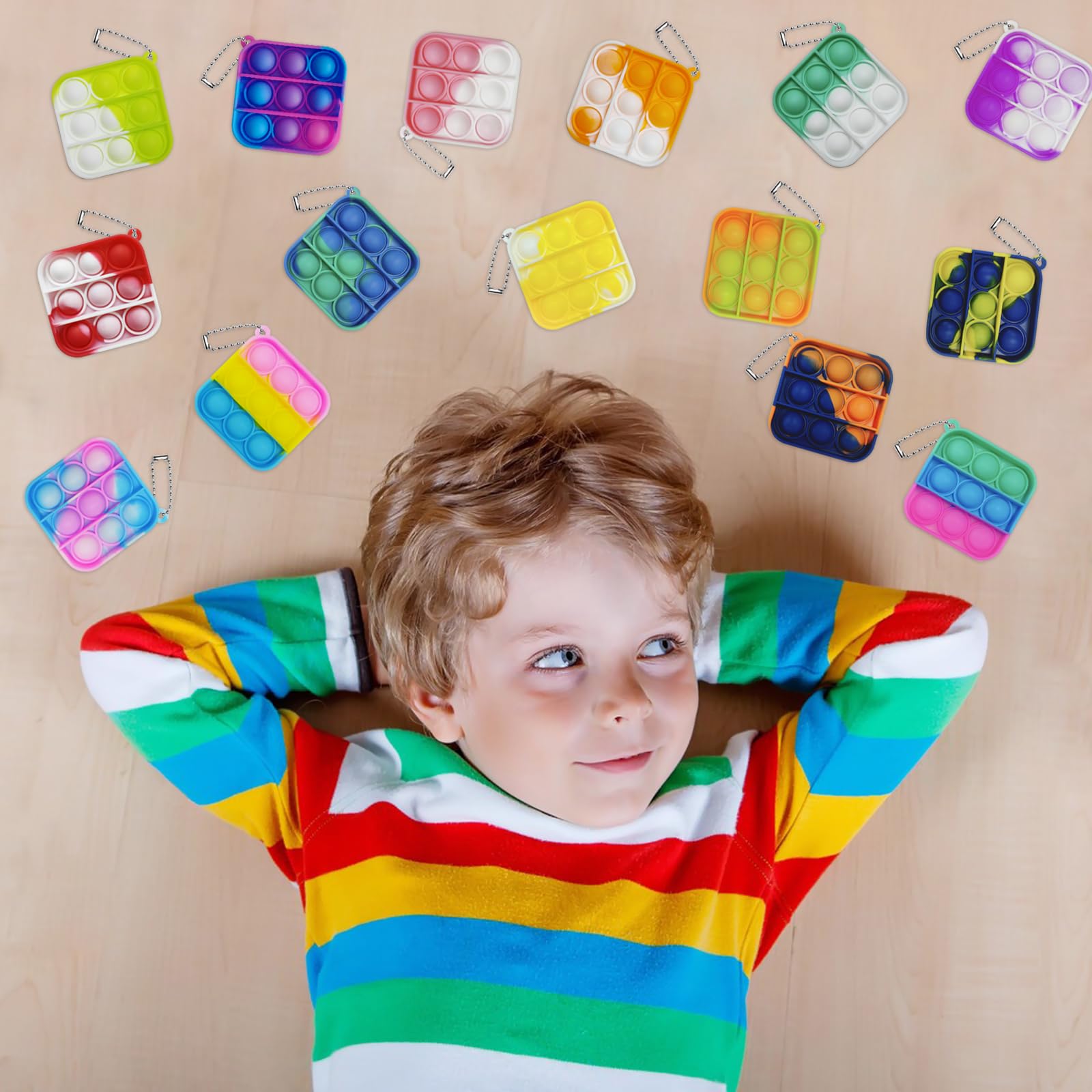 30 Pcs Mini Pop Bubble Fidget Toys - Bulk Silicone Stress Relief Keychains for Kids, Party Favors, Classroom Prizes & Goodie Bags - Perfect for Christmas, Valentine's Day Gifts & Anxiety Relief (Great for School, Office & Travel Stress Relief)