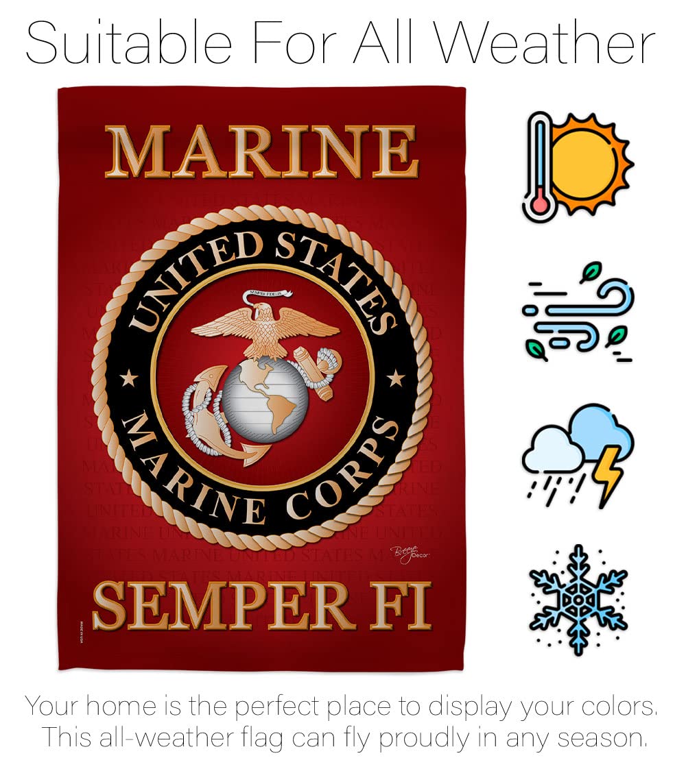 USMC Semper Fi Garden Flag Set - Double-Sided Military Yard Decor for Veterans