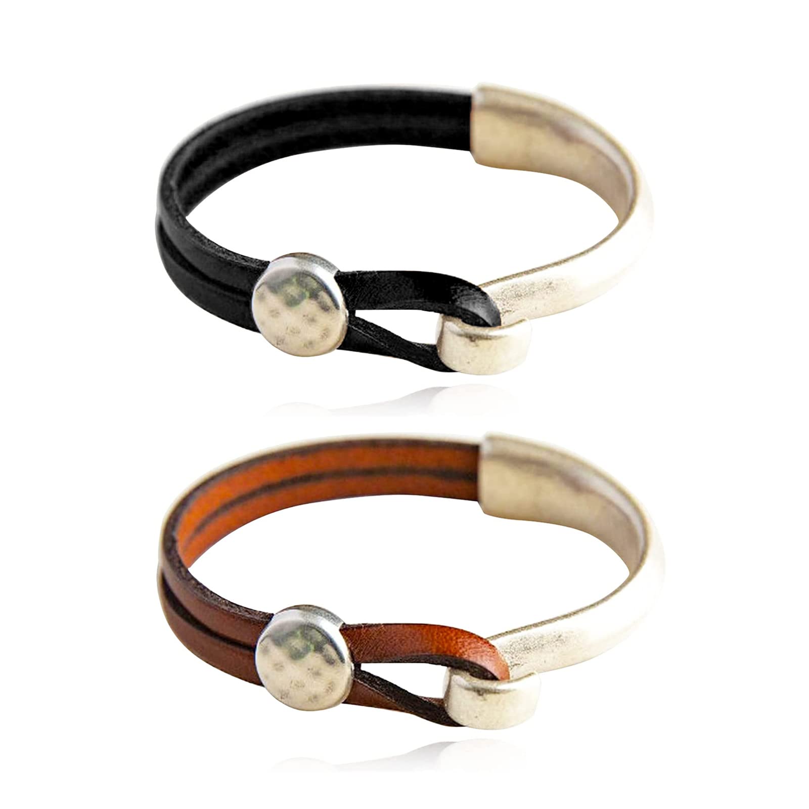 Stylish Long Tiantian Leather Cuff Bracelet for Women & Men - Boho Studded Wrap Bracelet in Black & Brown | Perfect for Casual Wear, Music Festivals & Gift Giving