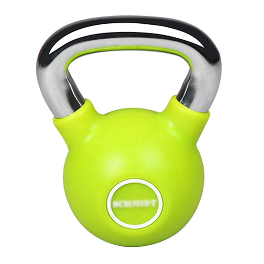 DPPAN 6kg/13.22lb Cast Iron Kettlebell - Wide Flat Base & Comfort Grip for Full Body Workout, Strength Training, CrossFit, HIIT, Home Gym - Light Green Fitness Kettle Ball