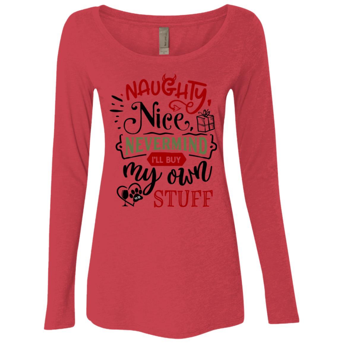 WineyBitches.Co Women's Long Sleeve Scoop Neck Tri-Blend T-Shirt - Soft & Comfortable for Casual Wear, Lounging & Everyday Outfits