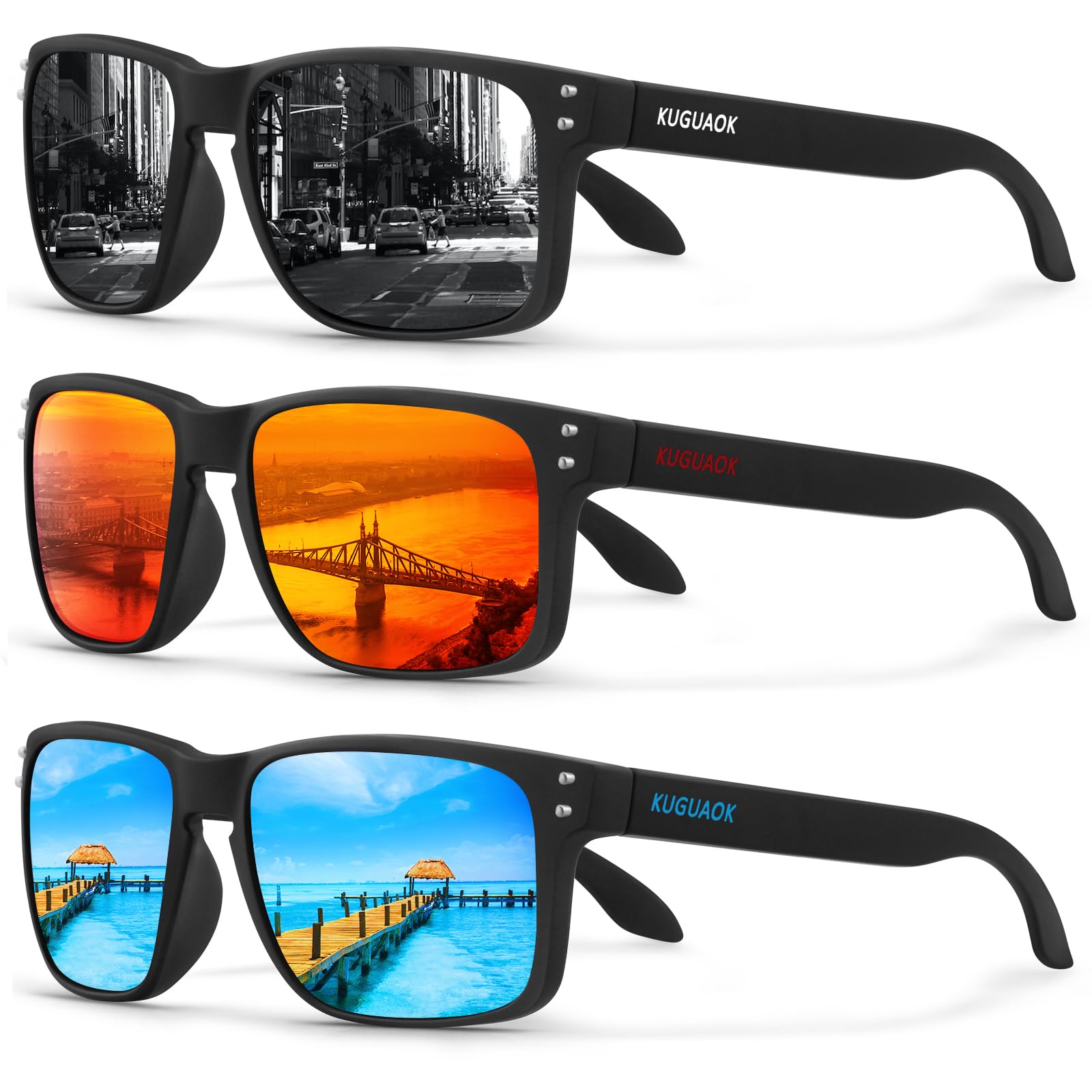 Polarized Square Sunglasses for Men & Women - UV Protection for Outdoor Sports