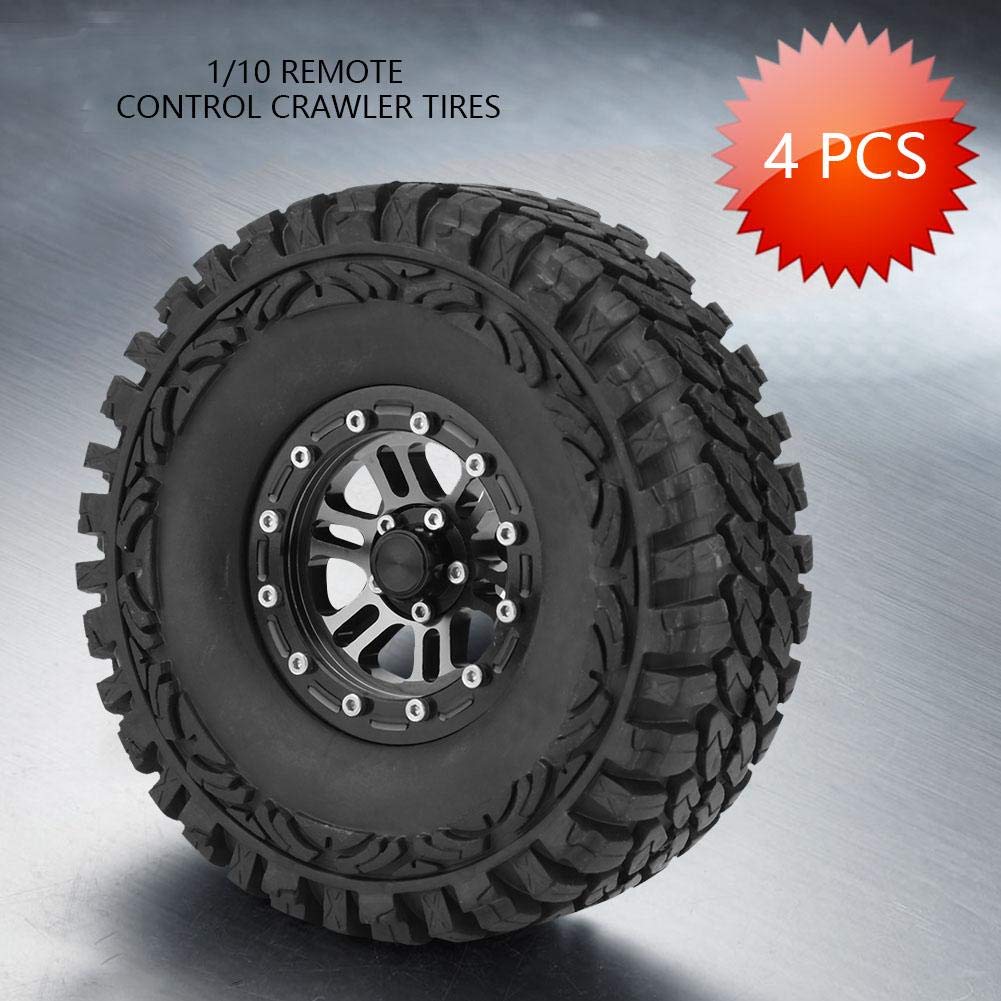 Dilwe 1:10 RC Car Tires - 4Pcs Rubber Tires with Metal Hubs for Crawler Cars - Off-Road Adventure