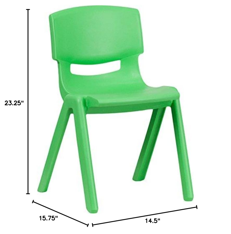 Flash Furniture 10-Pack Green Plastic Stackable School Chairs - 13.25
