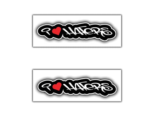 Funny 'I Love Heart Haters' Vinyl Decal Sticker (2-Pack, 9