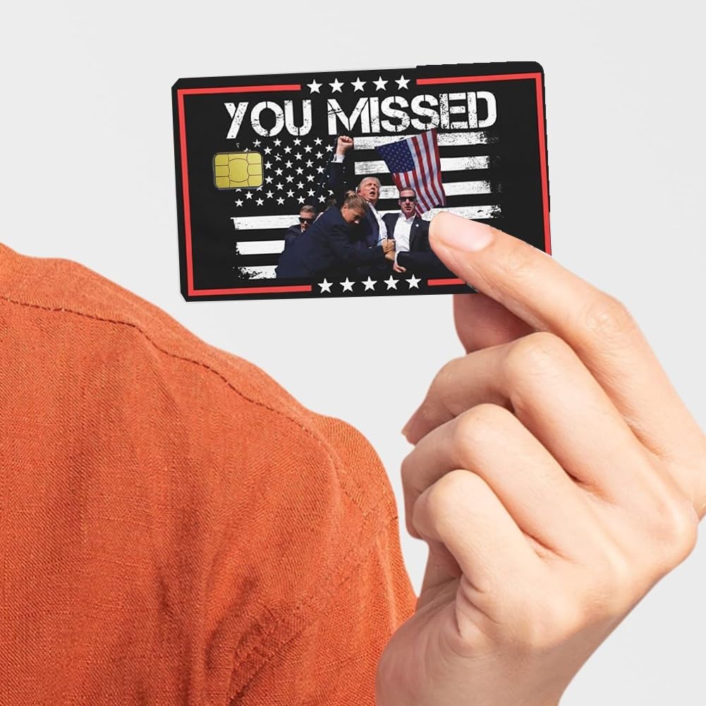 Donald Trump Funny Debit Card Stickers (3-Pack) - Fight Fight Fight Design for EBT Food Stamp & Coupon Cards - Perfect for Political Humor, Gift Gags, and Wallet Accessories