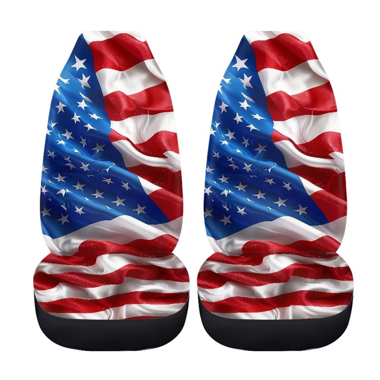 SEANATIVE 3D American Flag Car Seat Covers - Universal Anti-Slip Driver & Rear Bench Seat Protector with Rainbow Stripe Design for Women & Men - Fits Most Cars - Perfect for Road Trips, Daily Commute & Patriotic Decor