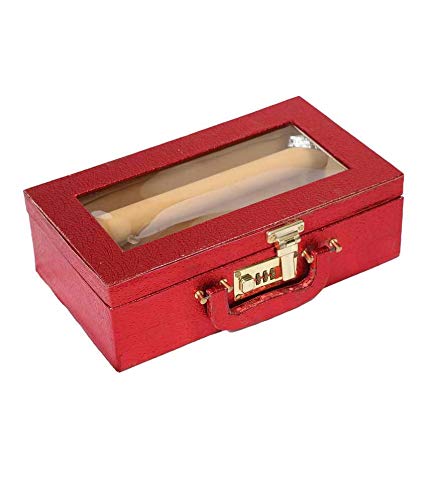 Kuber Industries Wooden Bangle Storage Box with Lock System - 2 Rod Jewelry Organizer for Bangles & Bracelets, Maroon (CTKTC38890) - Perfect for Home, Travel & Gift Giving