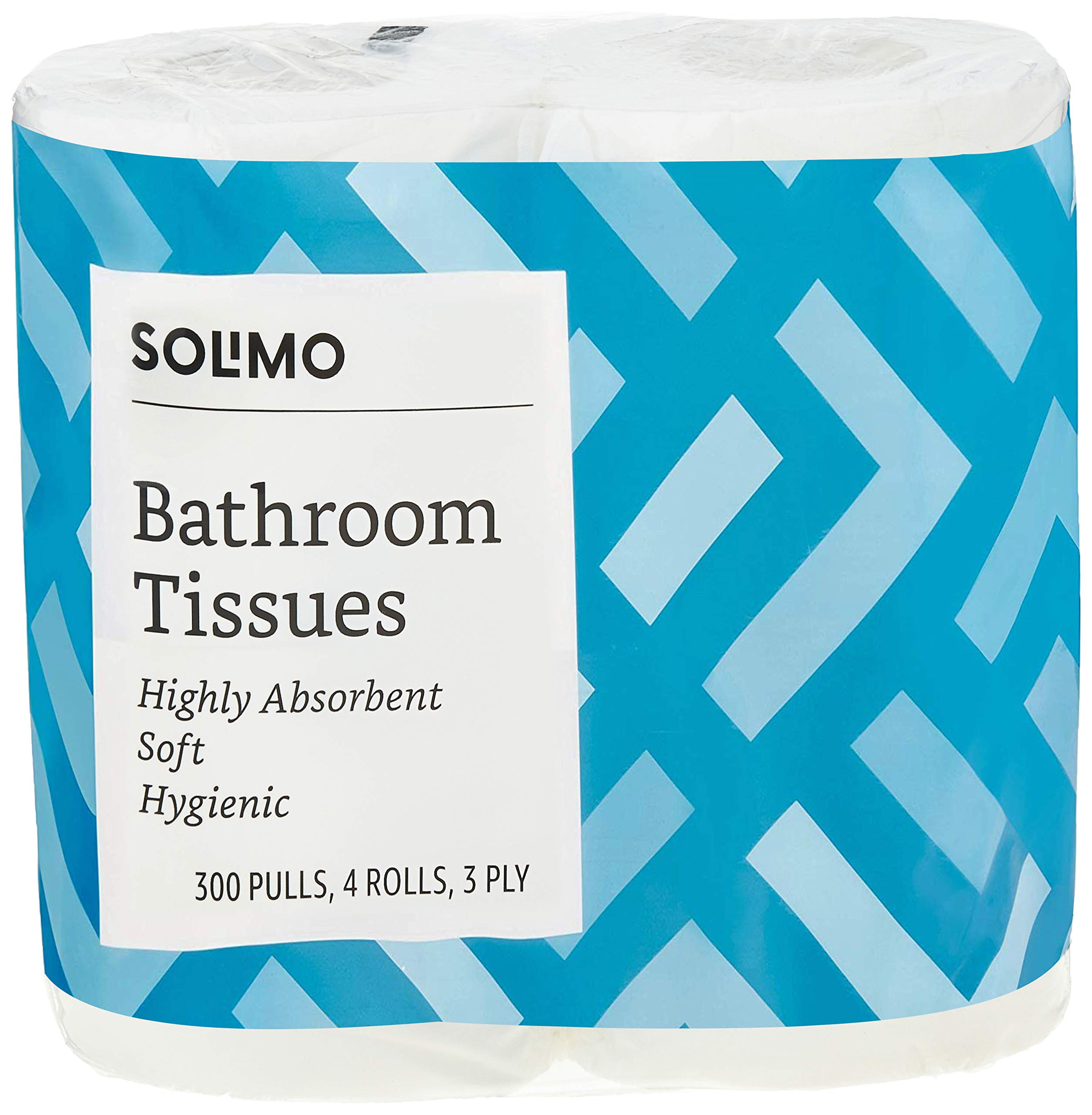 Solimo 3-Ply Toilet Paper Rolls, 1200 Sheets (4 Rolls x 300 Sheets) | Ultra Soft & Highly Absorbent | 100% Natural Virgin Cellulose Fiber | Perfect for Home, Office & Travel Use
