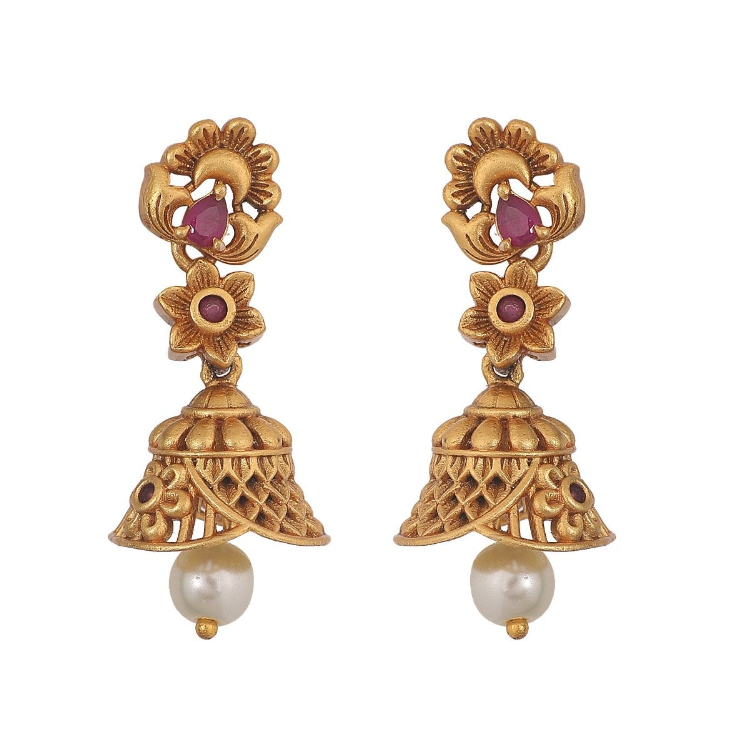 Antique Gold Plated Sana Jhumka Earrings for Women - Traditional Indian Jewelry for Weddings, Parties & Festive Occasions