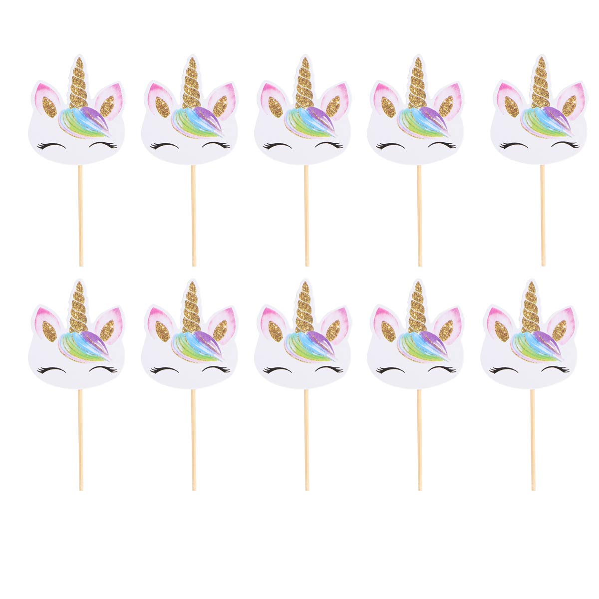 48 Pcs Unicorn Cake Toppers - Happy Unicorn Pattern Paper Cake Decorations for Birthday Party, Baby Shower & Wedding | DIY Cake Inserts, Pasture Cake Pics for Unicorn Themed Celebrations