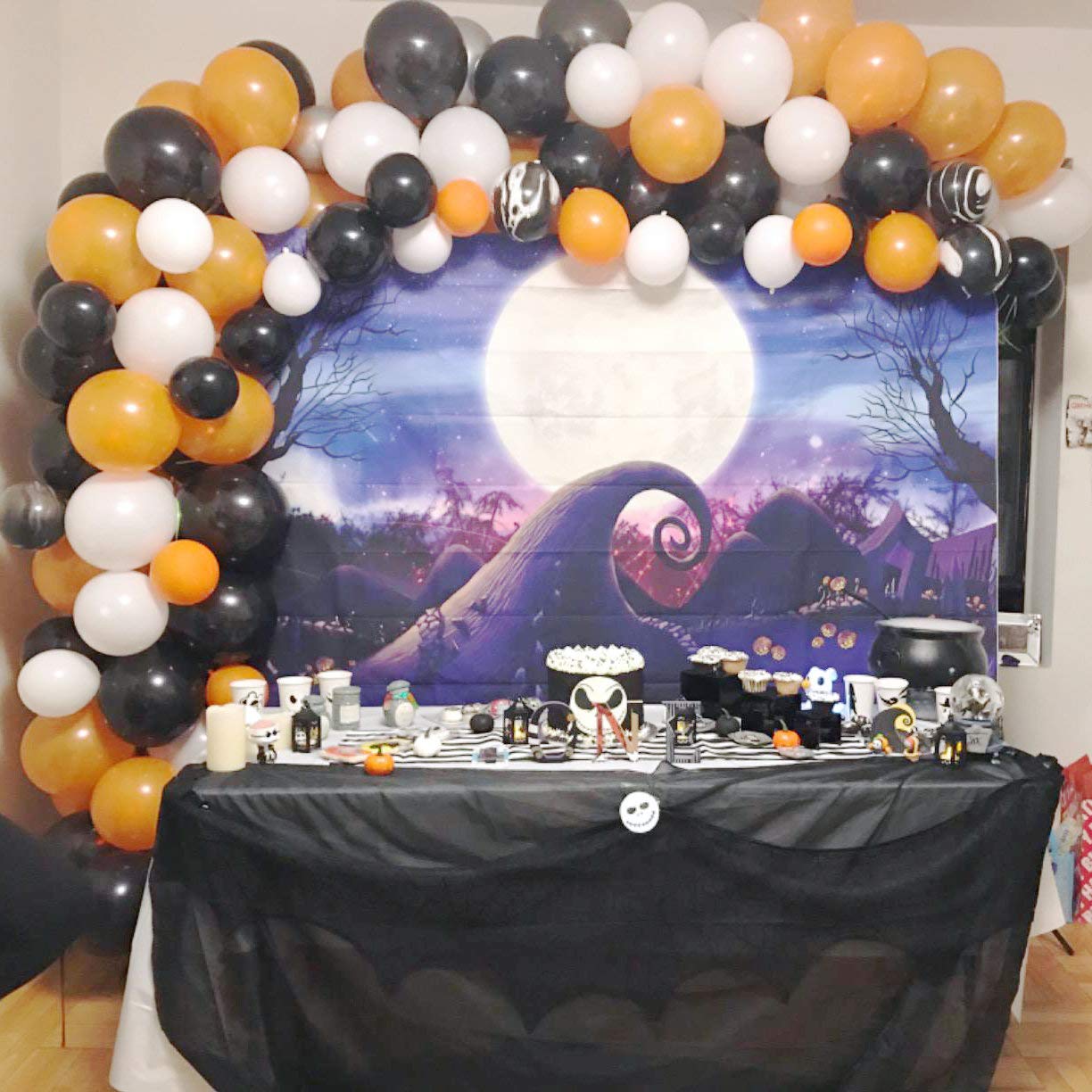 Halloween Balloon Garland Kit - 84 Pack Black Orange White Latex Balloons with 3D PVC Bat Decorations for Halloween Party Supplies | Perfect for Home, School & Office Halloween Decorations