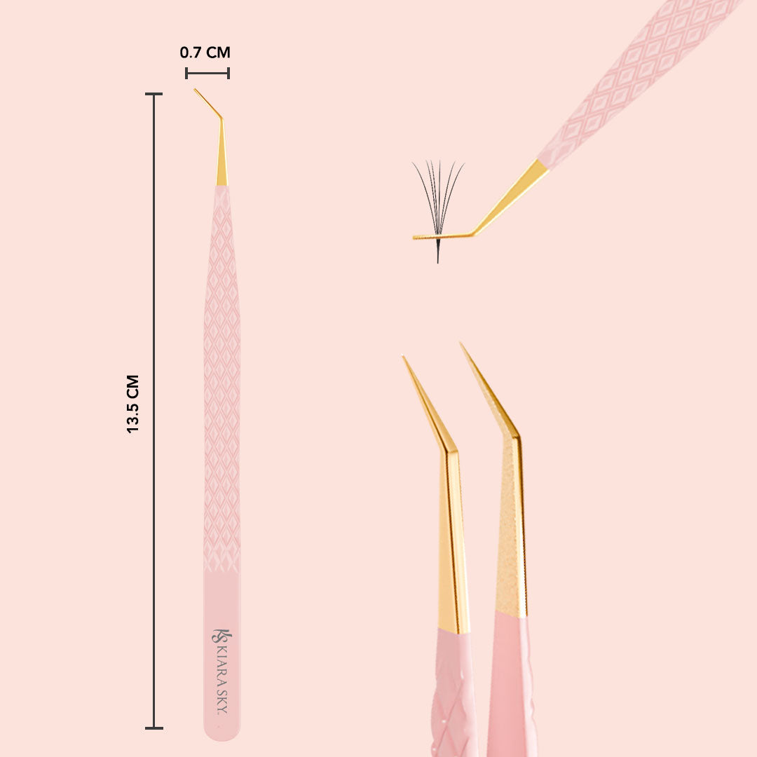 45° Angle Tweezers for Precision Work - Stainless Steel Slanted Tip Tweezers for Eyelash Extensions, Splinters & Crafts - Perfect for Beauty, Electronics & DIY Projects