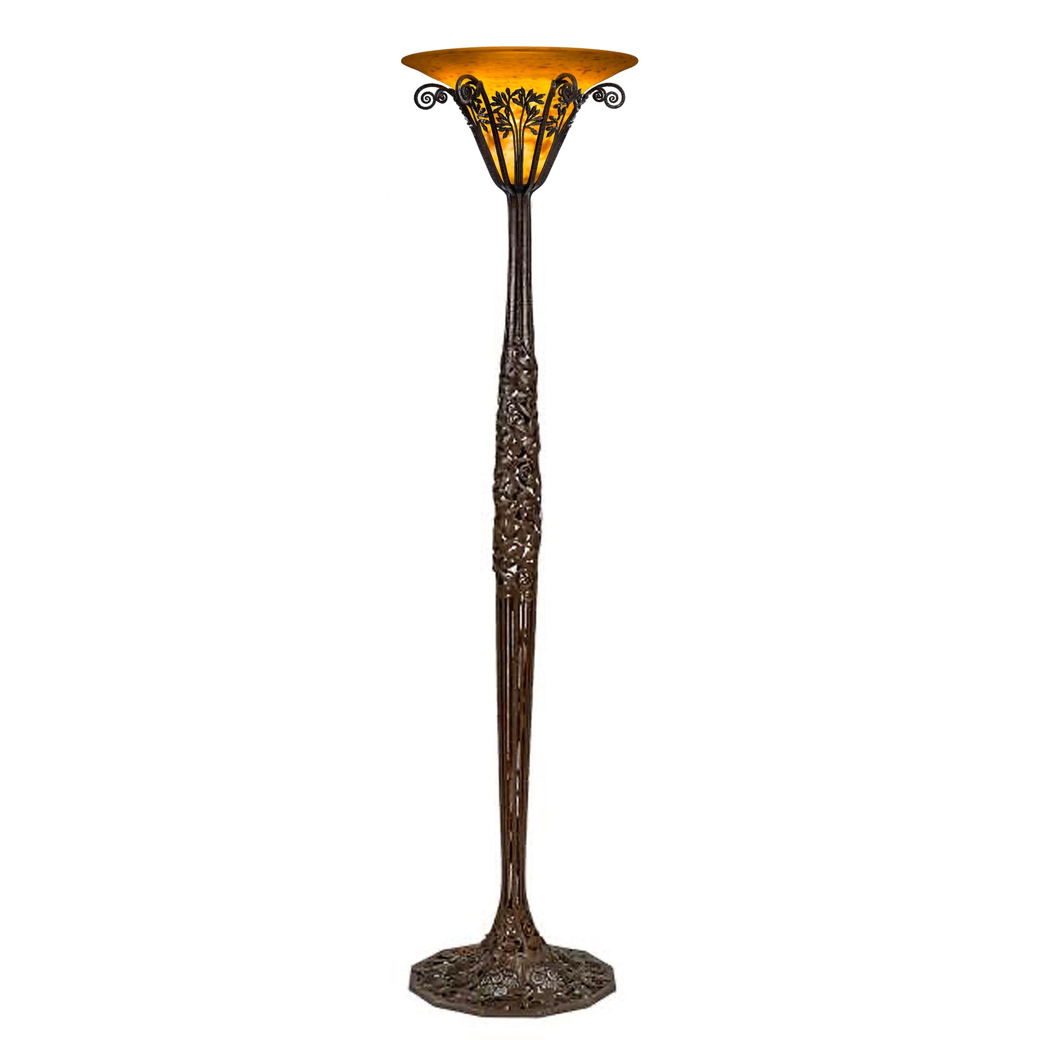 Vintage Edgar Brandt & Daum 'Les Roses' Floor Lamp - Antique French Art Deco Lighting for Living Room, Bedroom, or Office Decor