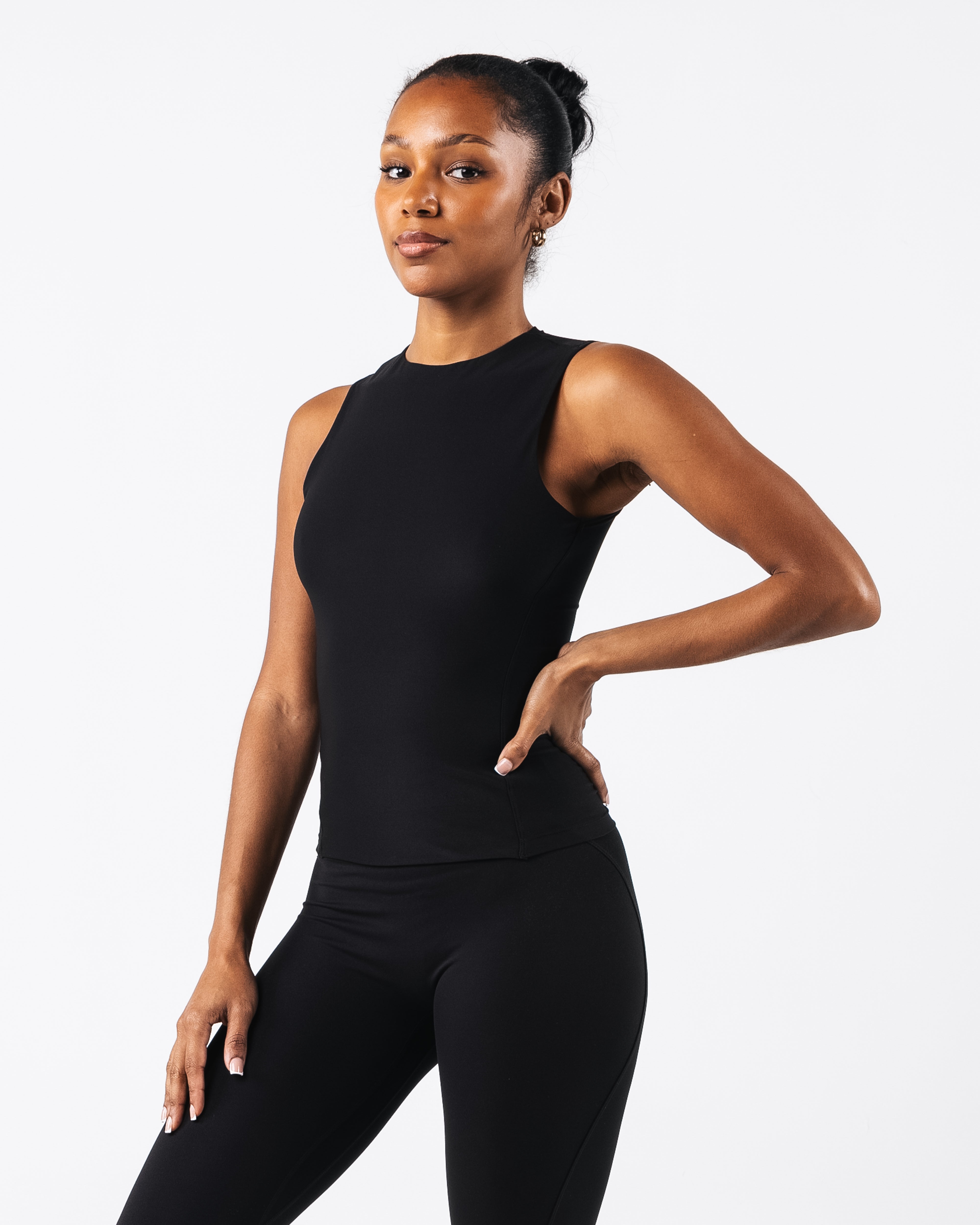 Women's Basic Tank Top - Soft Stretch Comfort Fit Black Cotton Camisole for Casual Wear, Layering & Workout