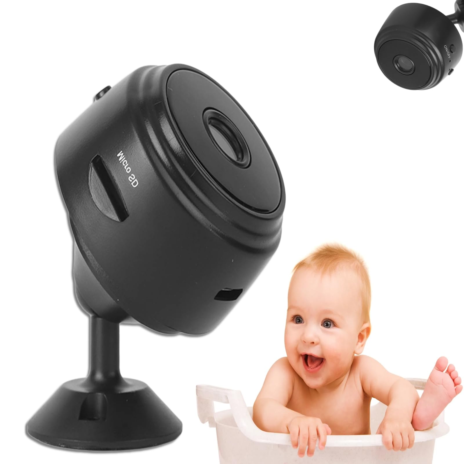 Mini Security Camera 720P HD - Indoor/Outdoor WiFi Surveillance Camera with 120° Wide Angle, Night Vision & Motion Detection - Ideal for Home, Baby Monitor & Elderly Care