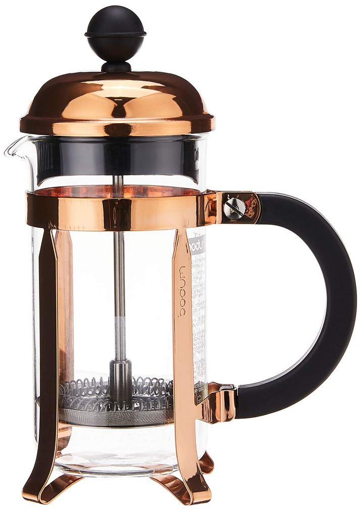 BODUM Chambord 3 Cup French Press Coffee Maker - 12 oz (0.35L) Copper Plated - Perfect for Home, Office & Camping Brewing Fresh Coffee