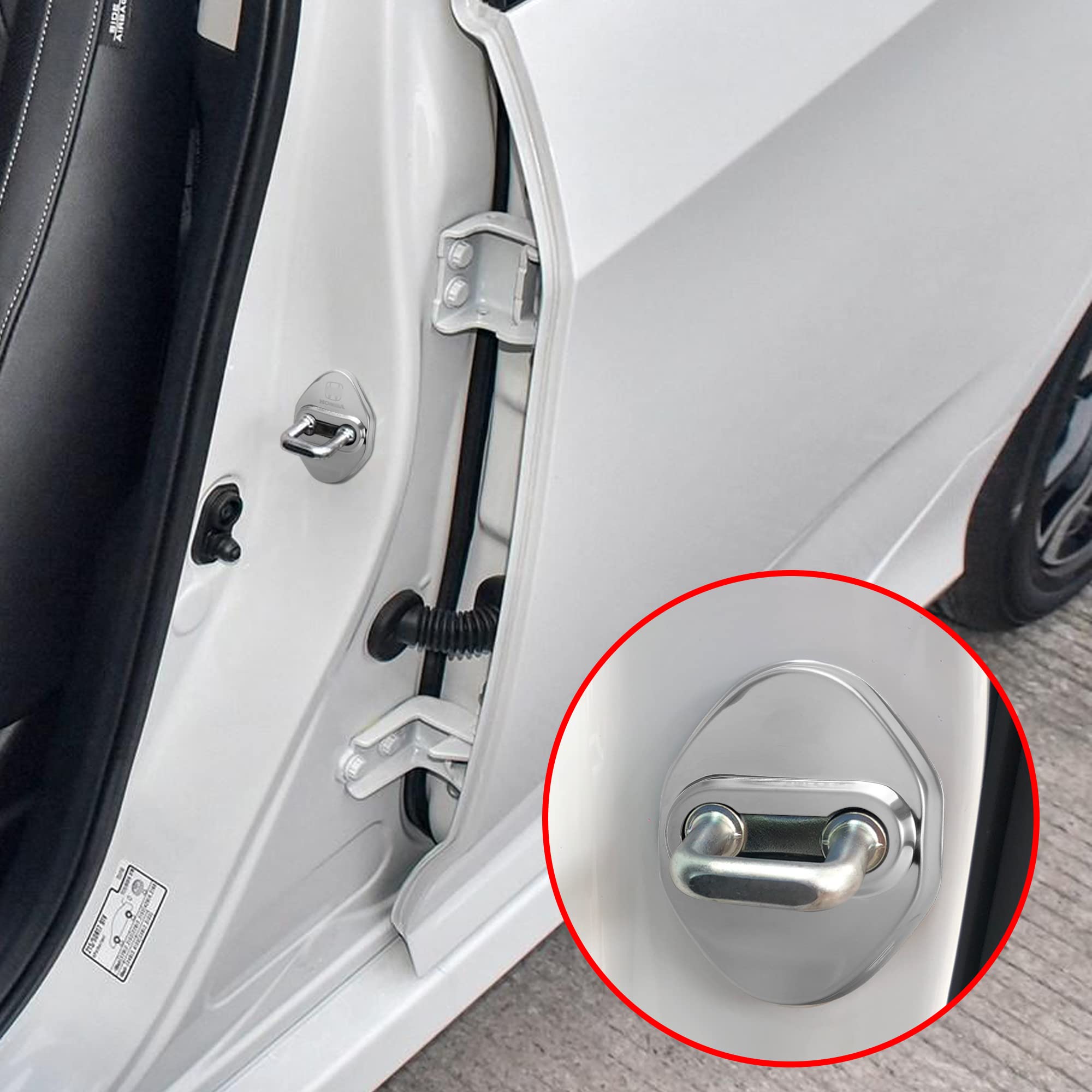 TOMALL 4pcs Stainless Steel Car Door Lock Latches Cover for Honda Accord Civic CR-V XR-V HR-V UR-V Odyssey Crosstour Pilot Vezel - Anti-Theft Lock Protector Accessories (Silver) - Perfect for Car Security & Style Enhancement