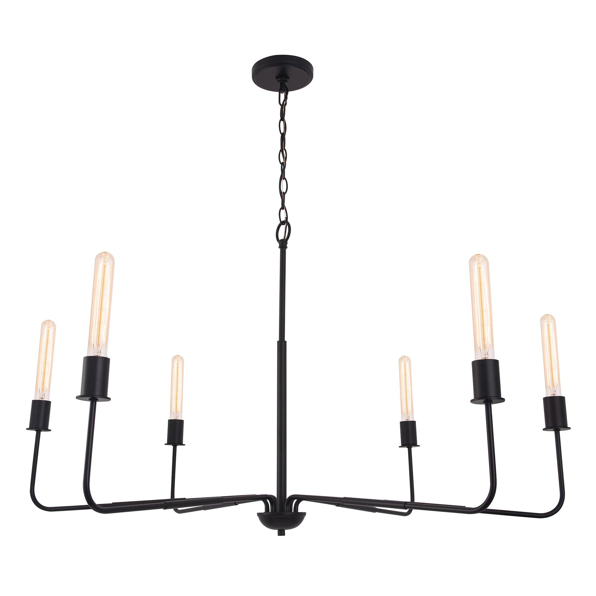 6-Light Industrial Dimmable Chandelier - Rustic Vintage Ceiling Light Fixture for Dining Room, Living Room & Bedroom Decor