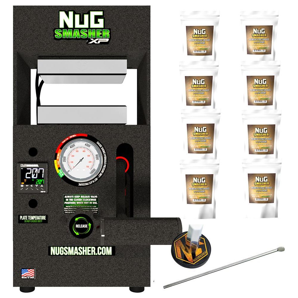 NugSmasher XP 12 Ton Rosin Press Kit for Flower Extraction - Professional Hydraulic Heat Press Machine for DIY Rosin, Wax & Concentrates - Perfect for Home Use & Small Business Cannabis Processing