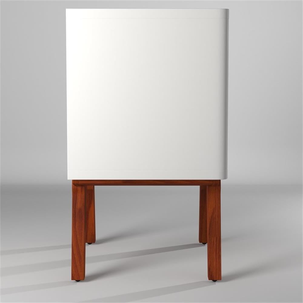 BOWERY HILL White Wood Nightstand with 2 Drawers - Perfect for Bedroom, Living Room & Guest Room Storage
