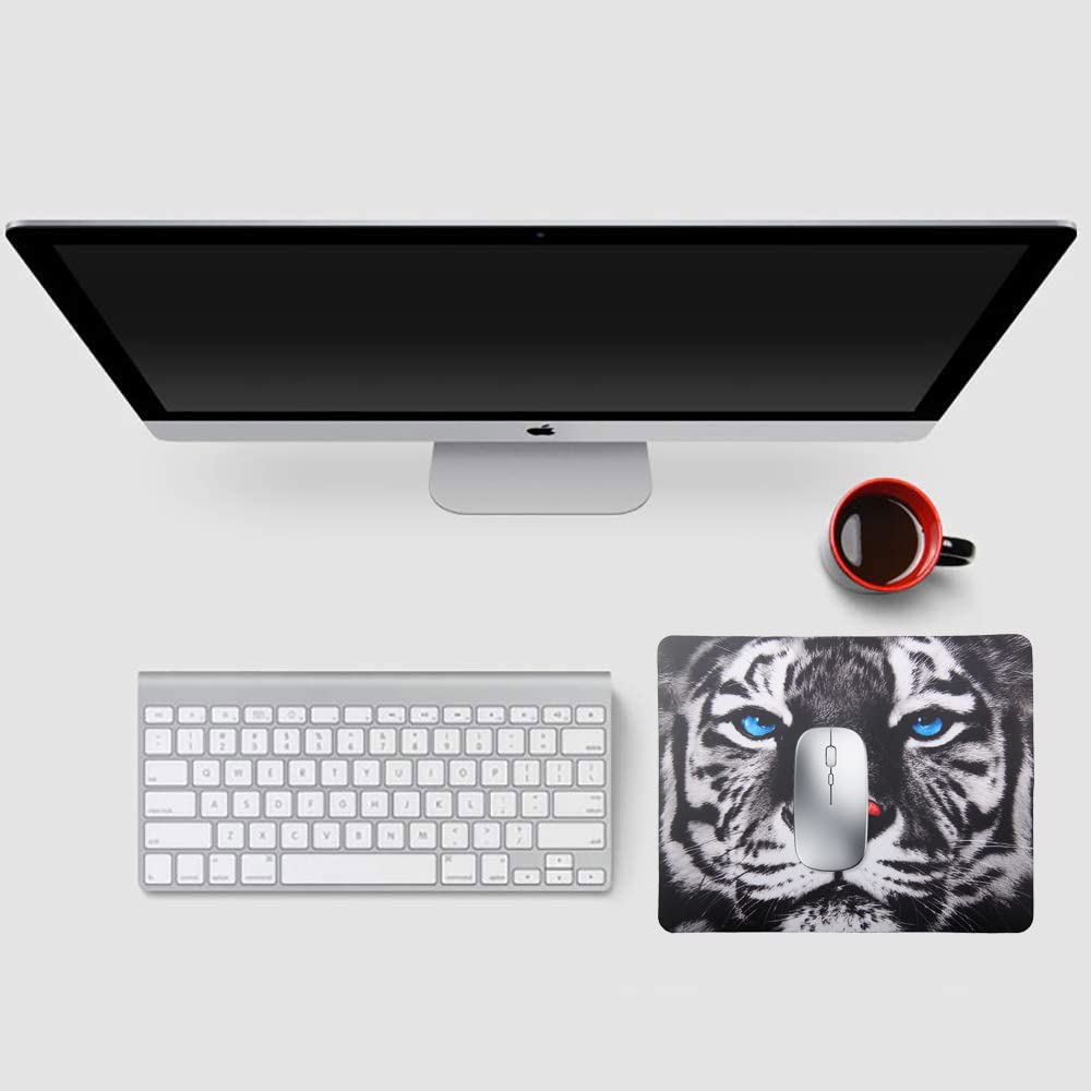Premium Gaming Mouse Pad - Non-Slip Rubber Base with Tiger Face Design, 9.5