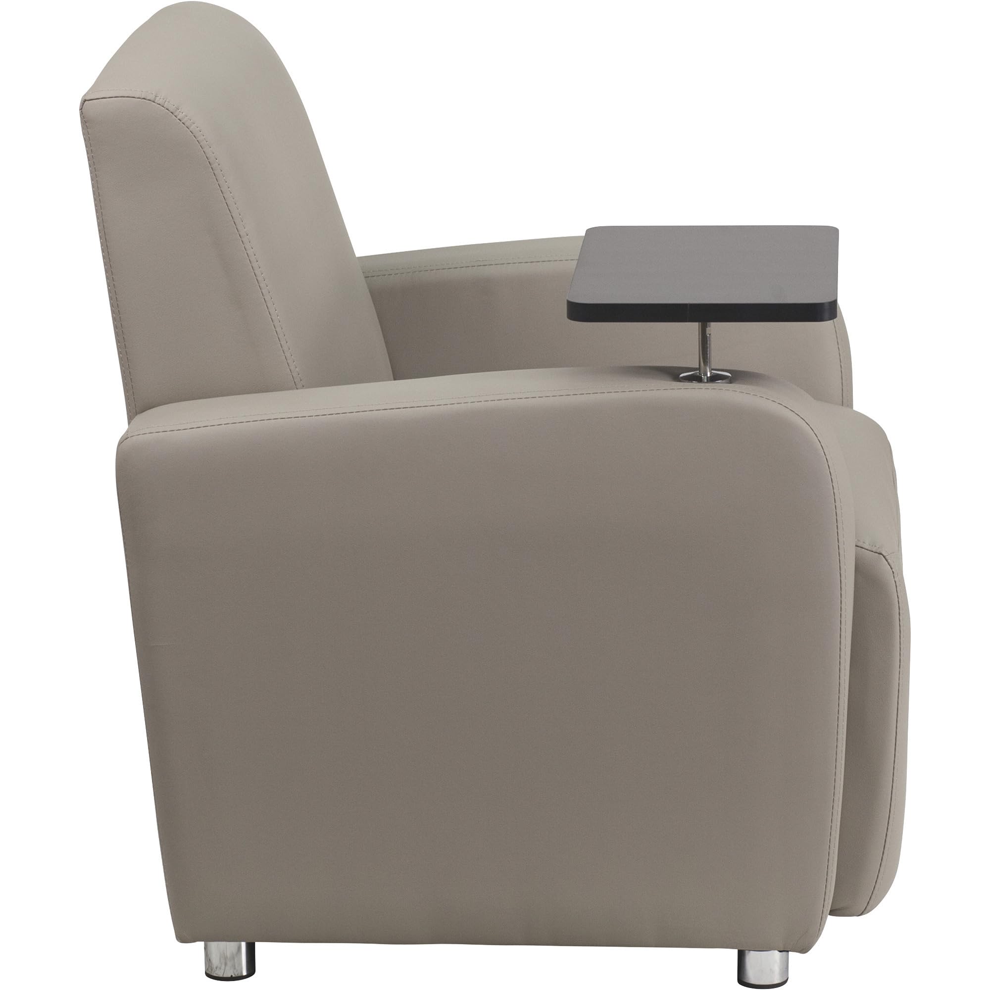 Flash Furniture George LeatherSoft Guest Chair with Tablet Arm & Cup Holder - Ergonomic Office Chair for Waiting Rooms, Reception Areas & Conference Rooms - Comfortable Gray Upholstered Chair for Professionals & Visitors