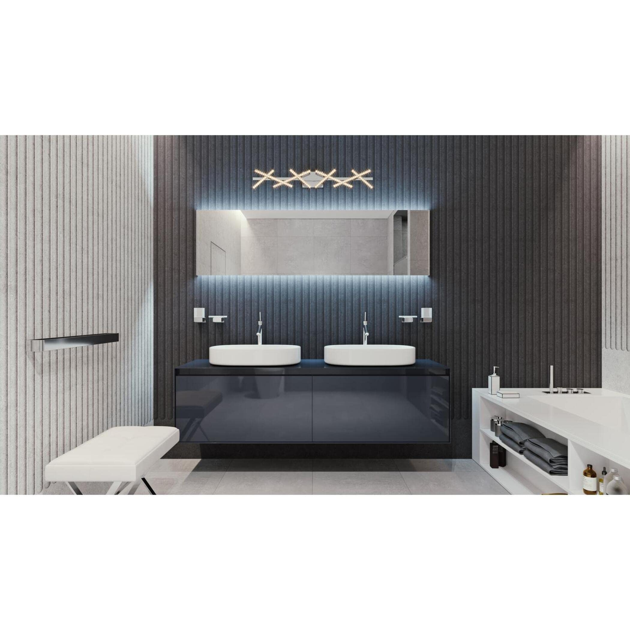 Luca Vanity LED Light Fixture 27W 2300 Lumens 120V Polished Chrome - Perfect for Bathroom, Dressing Room & Makeup Vanity Lighting