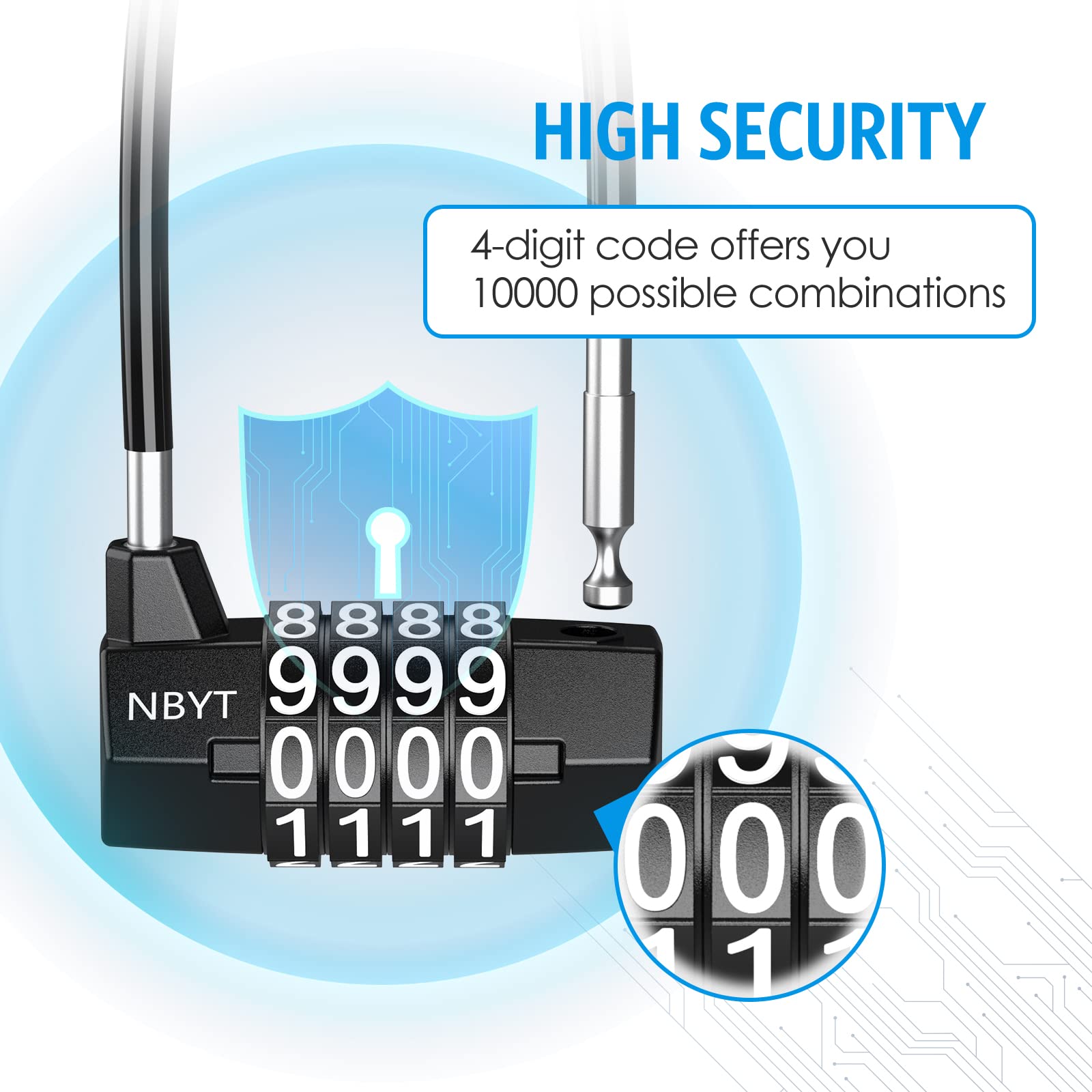 Waterproof 4-Digit Resettable Combination Padlock with 3.5