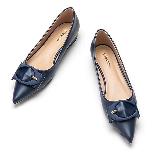 C.Paravano Women's Ballet Flats - Pointed Toe Leather Slip-On Shoes for Work & Everyday Comfort | Office, Commuting & Casual Wear