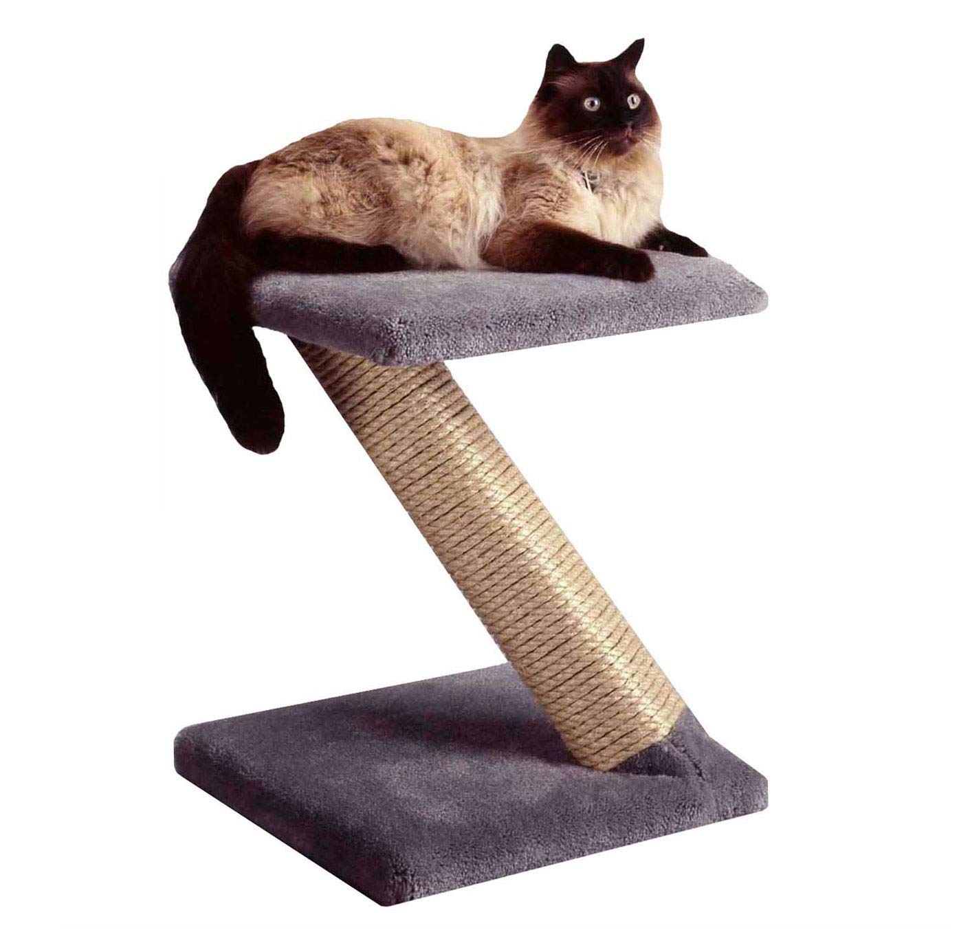 Premium USA-Made Sisal Cat Scratcher with Soft Carpet Perch - Durable Gray Cat Scratching Post for Furniture Protection | Perfect for Living Rooms, Bedrooms & Home Offices