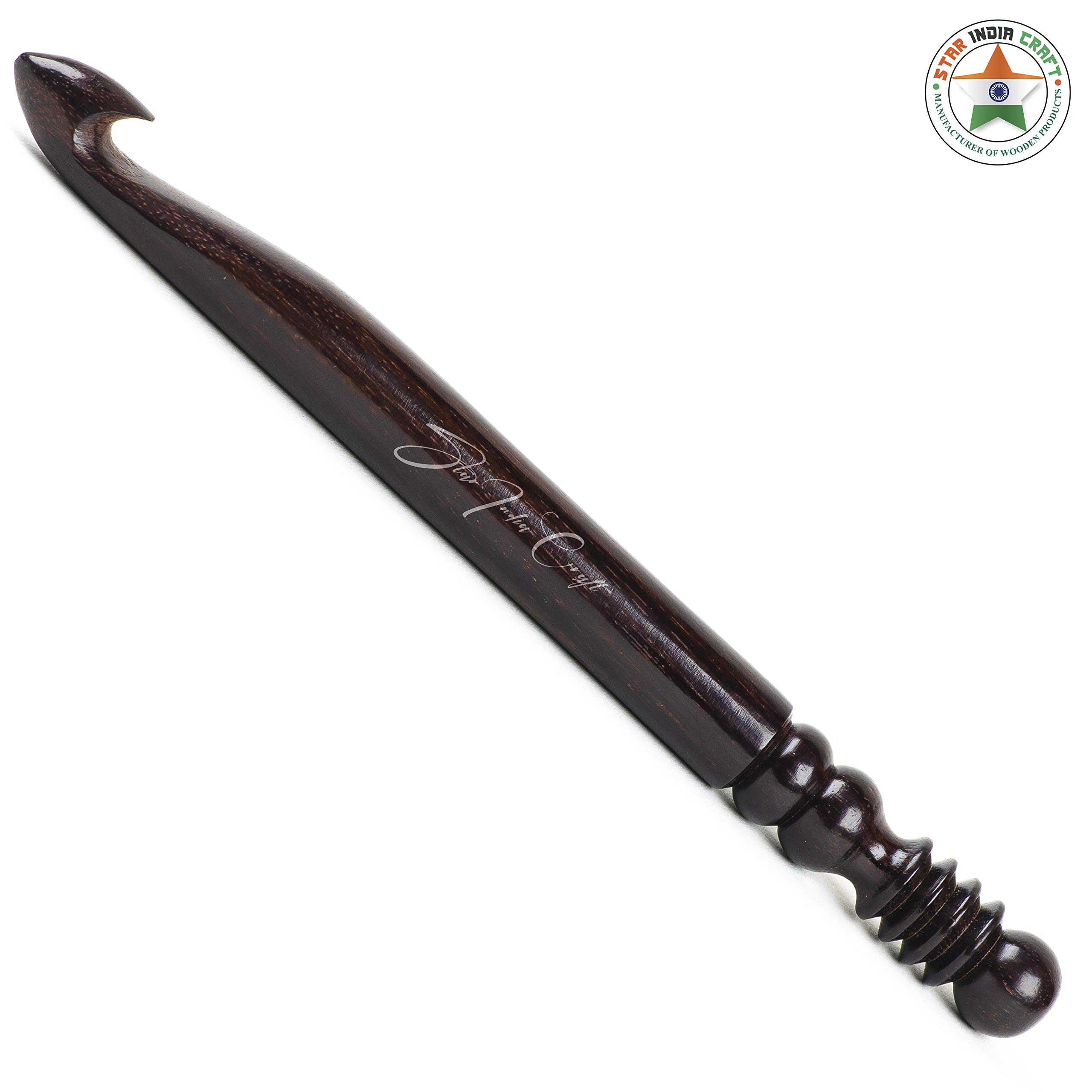 Premium Handmade Wooden Crochet Hooks Set - Rosewood Knitting Needles (22.00mm) for Yarn Crafts, DIY Knitting Projects & Gift for Knitting Lovers - Perfect for Scarves, Blankets & Home Decor