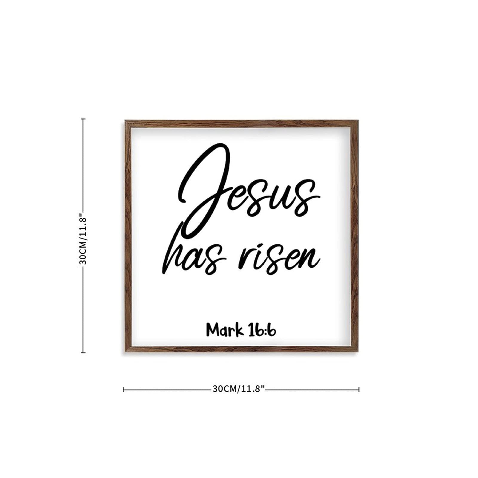 Framed Wooden Art Sign - Jesus Has Risen Bible Verse, 30x30cm for Home Decor