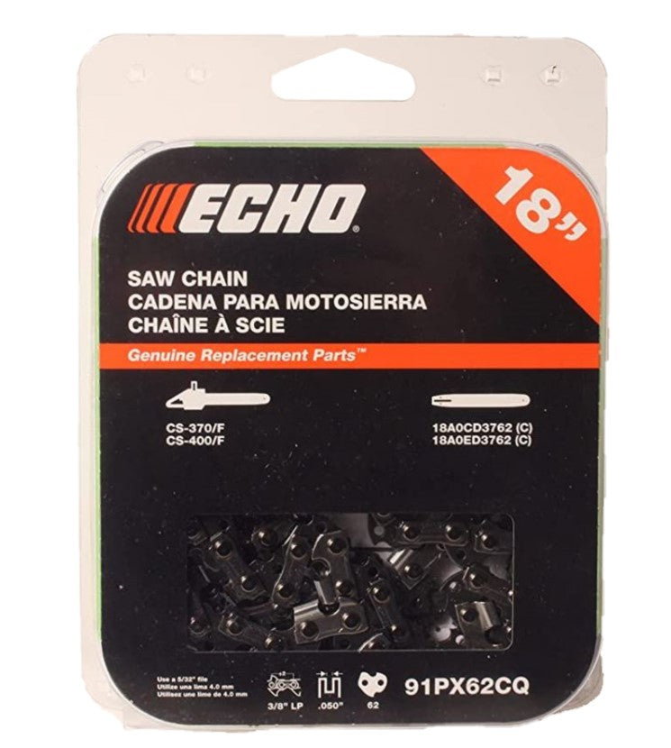 ECHO 18-Inch Replacement Chainsaw Chain 91PX62CQ - Compatible with ECHO Chainsaws - Perfect for Cutting Firewood, Tree Trimming, and Landscaping