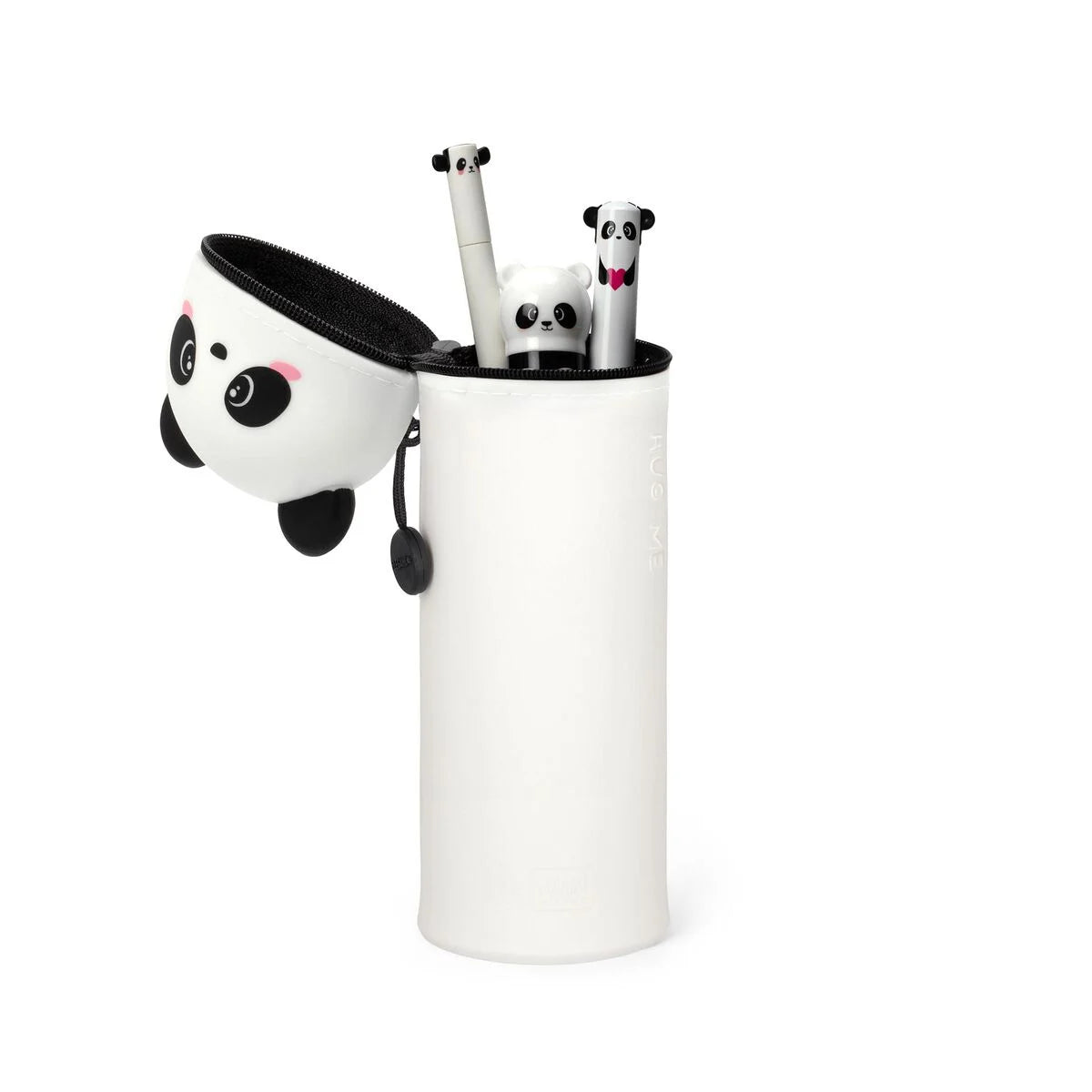 2 in 1 Cute Panda Silicone Pencil Case - Double Compartment School Supplies Organizer for Kids & Adults - Perfect for Backpack, Office, and Travel Use