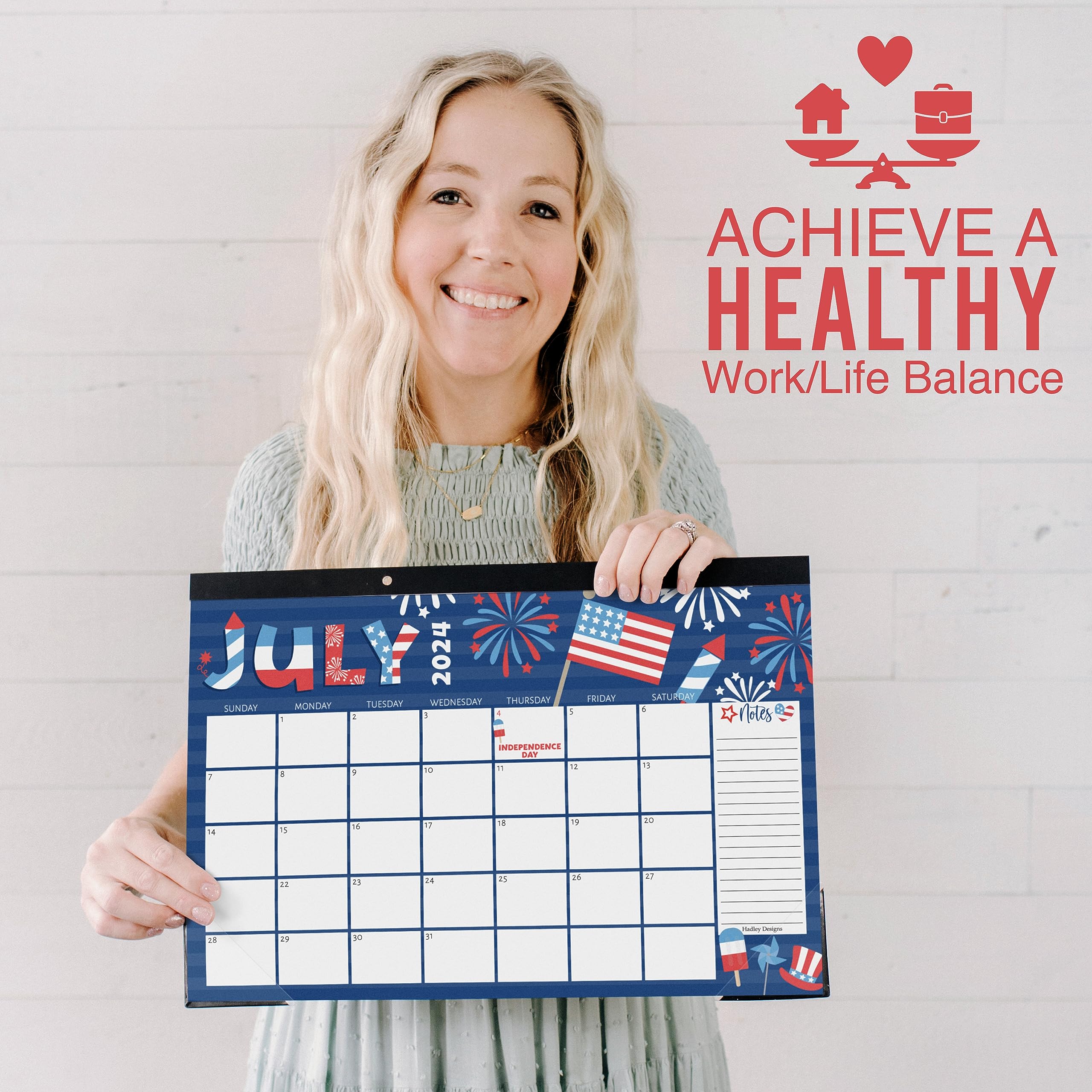 Hadley Designs 2024-2025 Doodle Teacher Desk Calendar - Large Academic Planner for School Year July 2024 to June 2025 | Perfect for Classroom Organization, Teacher Gifts & Office Productivity