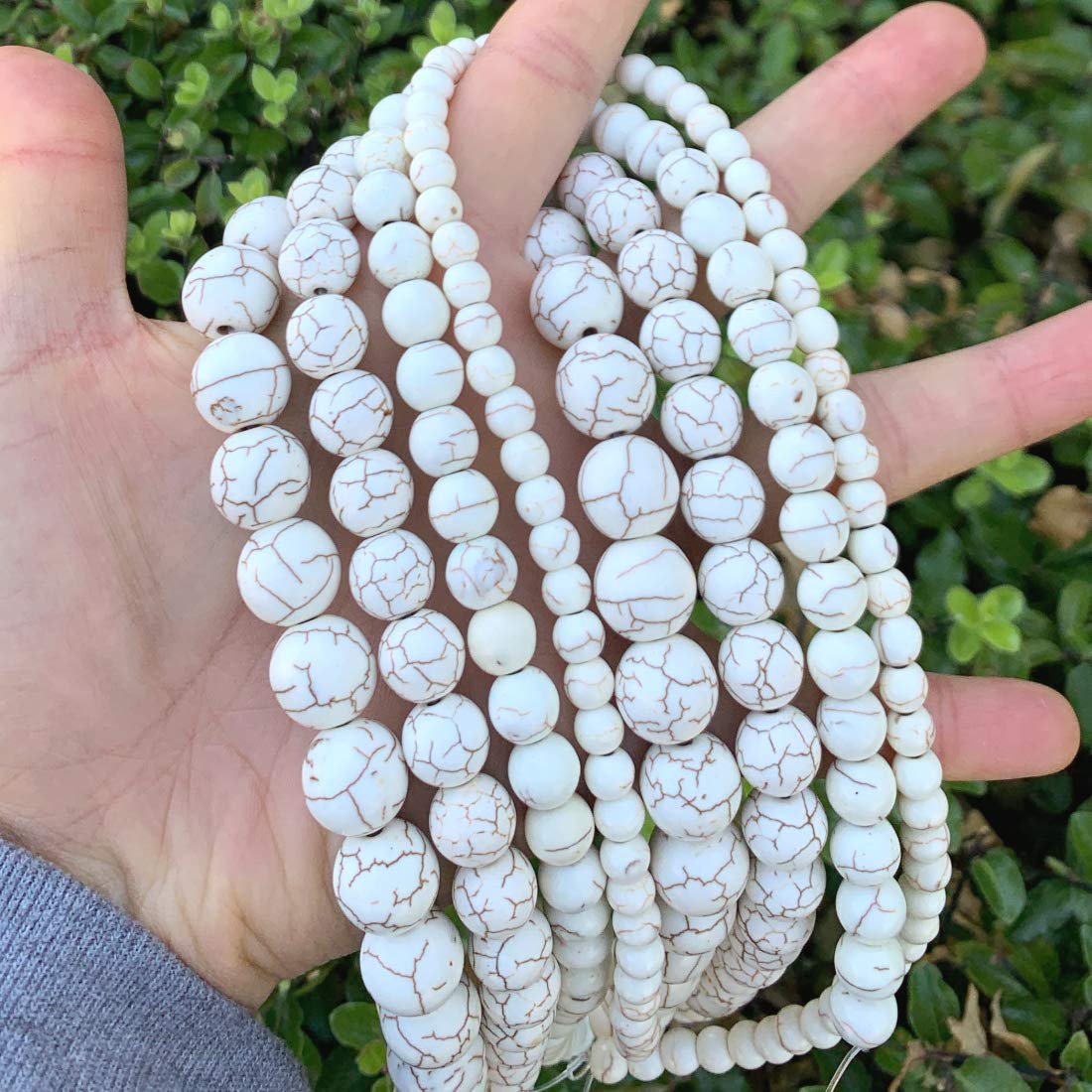 2 Strands Adabele Natural White Magnesite Gemstone 6mm Round Loose Beads (128-140pcs) - Imitated Howlite Spacer Beads for DIY Jewelry Making, Bracelets & Necklaces - Premium Craft Beads for Jewelry Designers