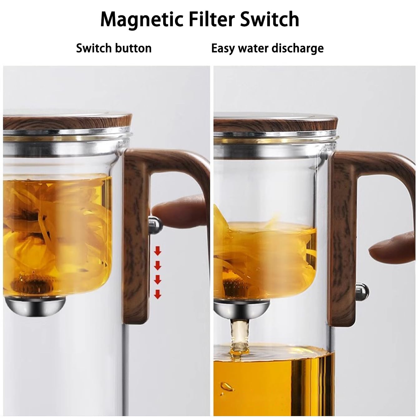 Premium Glass Teapot with Wooden Handle & Magnetic Filter - 520ml Dual Infuser Magic Teapot for Loose Leaf Tea | Perfect for Tea Ceremonies, Home Brewing & Witchcraft Rituals