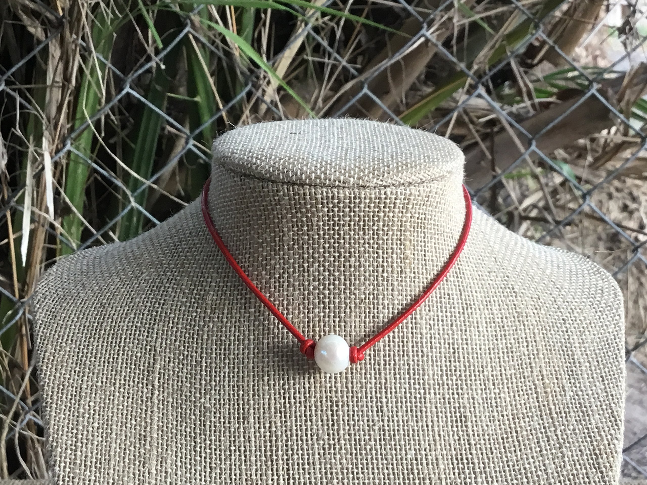 Genuine Leather Pearl Choker Necklace for Women - Elegant Leather Cord with Pearls - Perfect for Weddings, Parties & Everyday Fashion Accessories