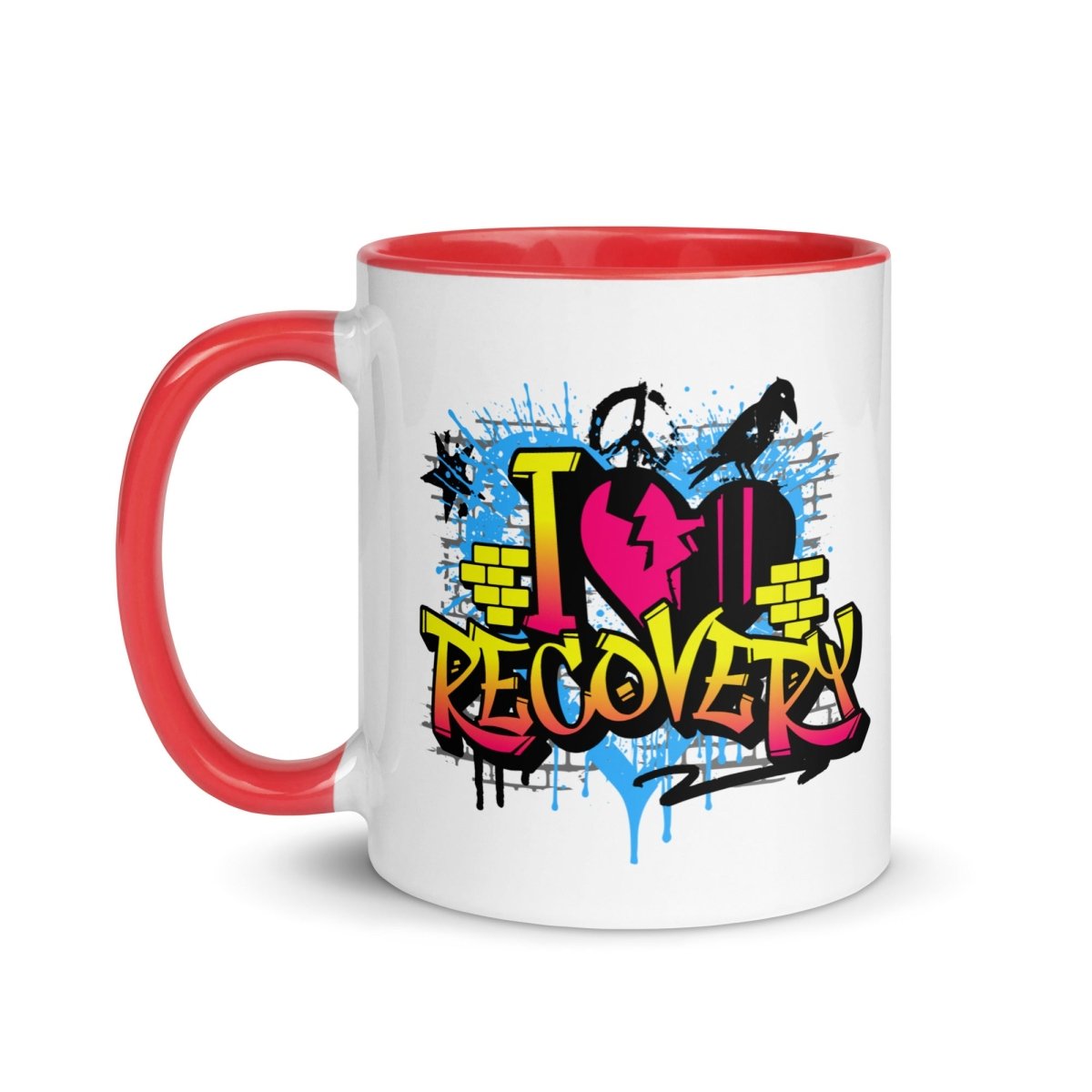 I Heart Recovery Color Inside Mug - Vibrant Sobriety Love Coffee Cup - Perfect for AA Meetings, Sober Living & Addiction Recovery Support