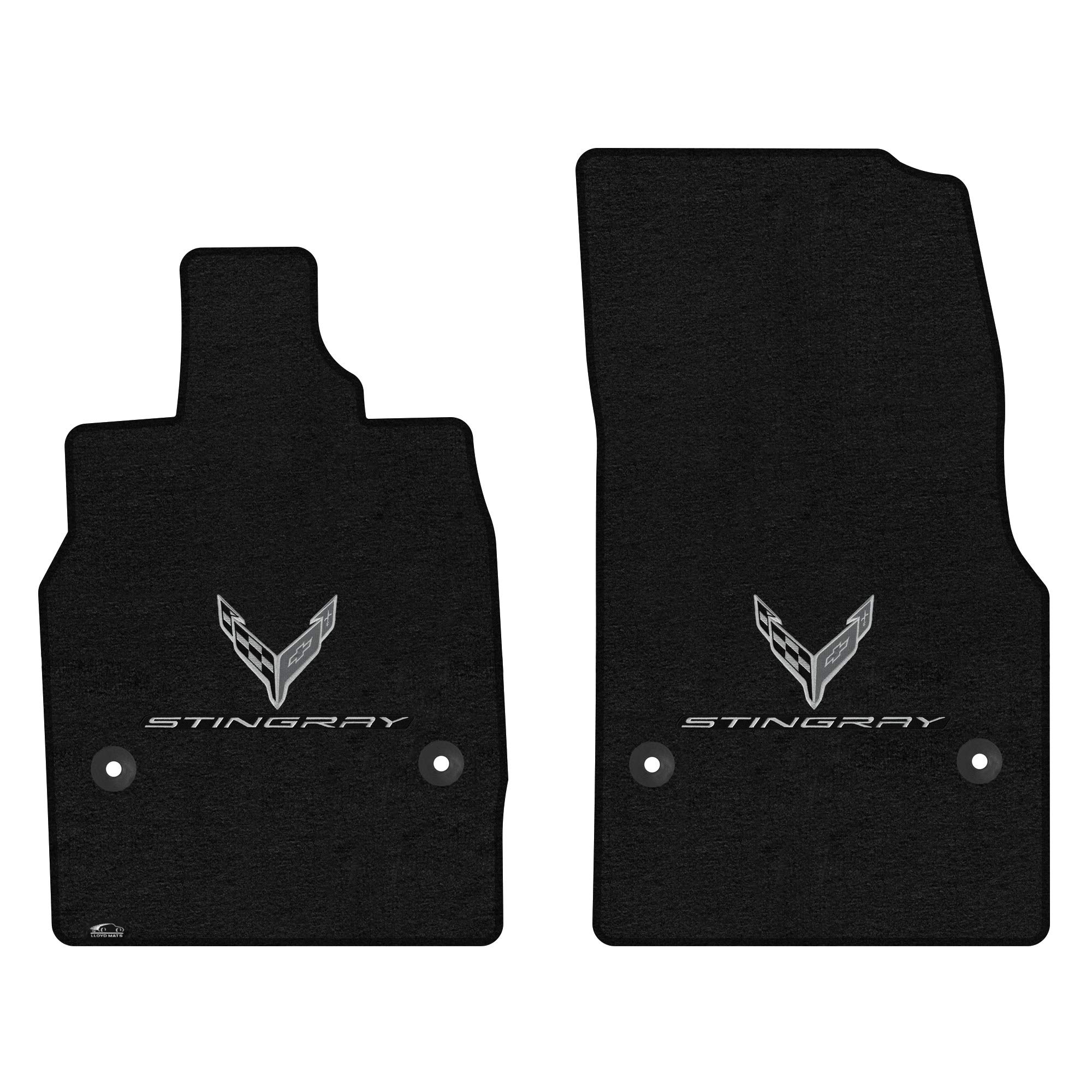 Premium Custom-Fit Carpeted Floor Mats for Corvette C8 2020-2024 - Luxury Car Floor Liners with Standard Binding (Charcoal, 2PC Front Set) | Perfect for Daily Driving & Car Shows | Chrome Stingray Edition